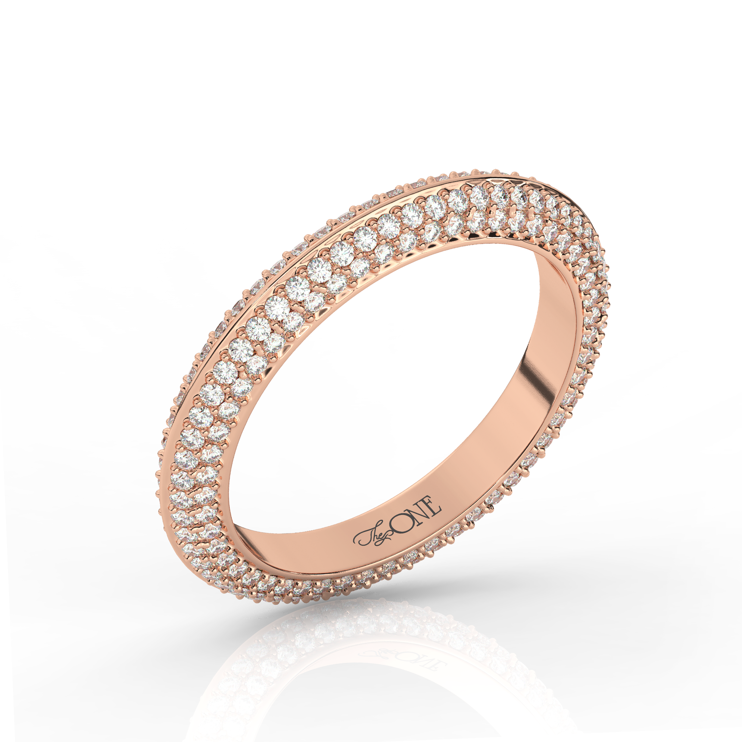 Classic Round Knife-Edge Diamond Band Rose Gold