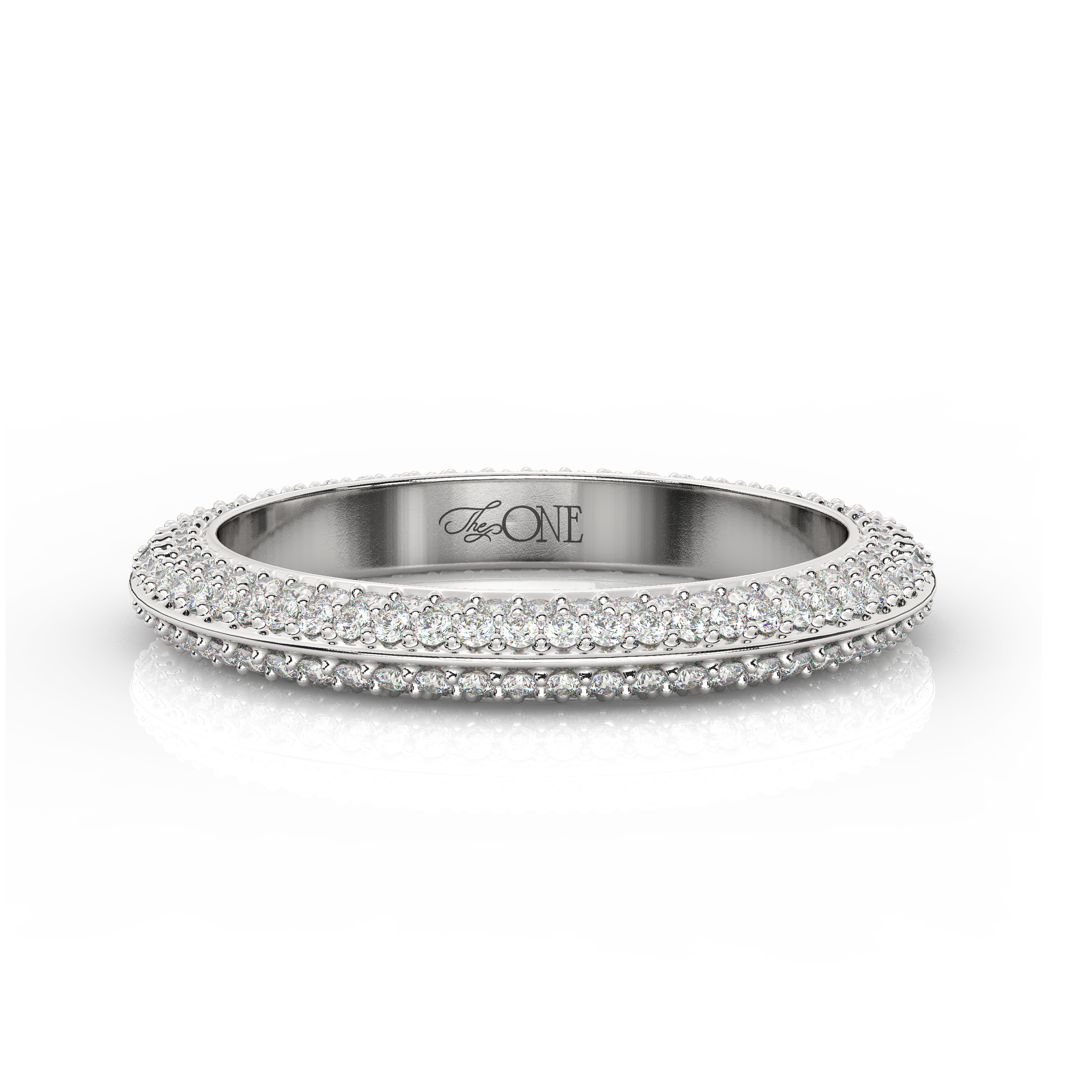 Classic Round Knife-Edge Diamond Band White Gold