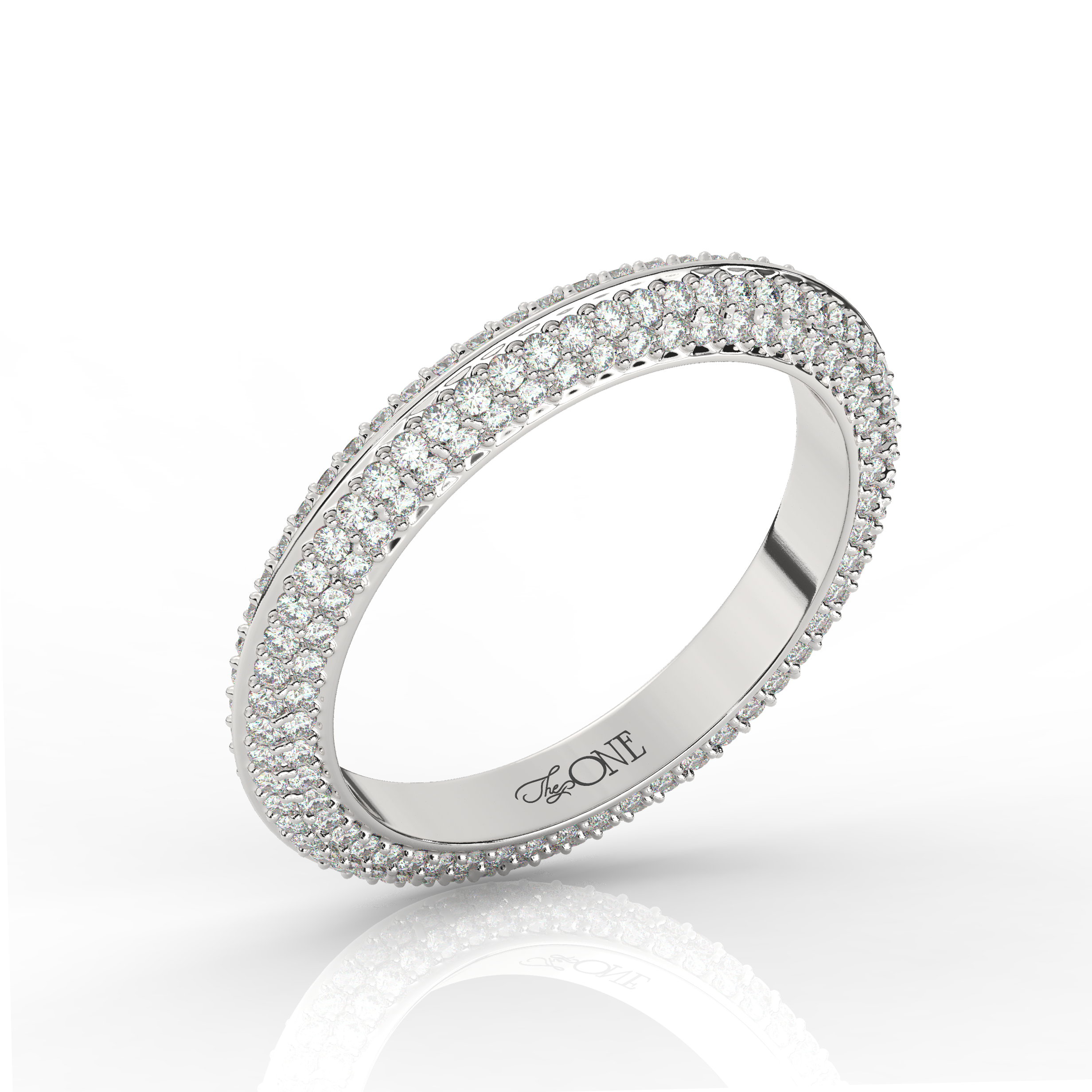 Classic Round Knife-Edge Diamond Band White Gold