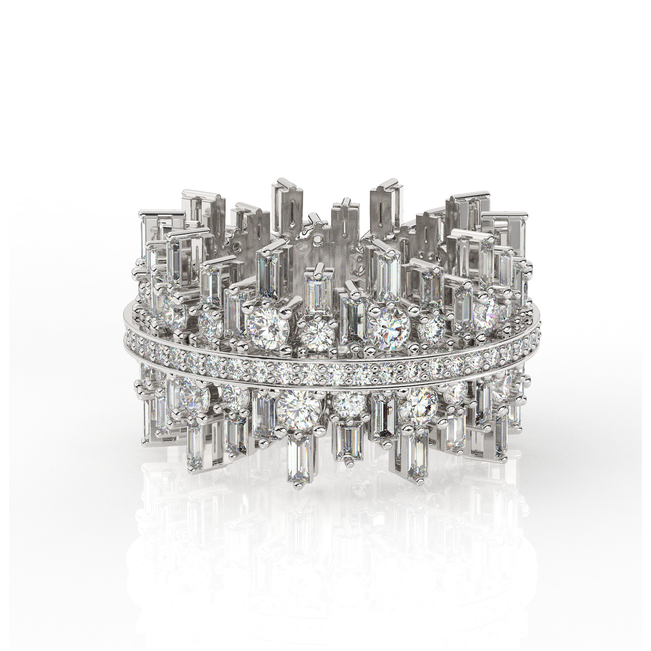 Crown Style Dress Ring White Gold 