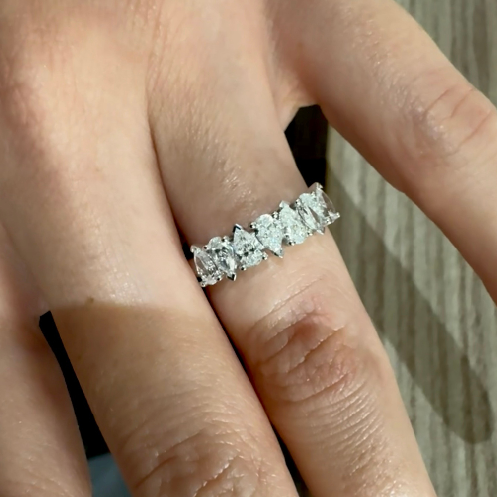 Platinum Pear Diamond Half Eternity Band