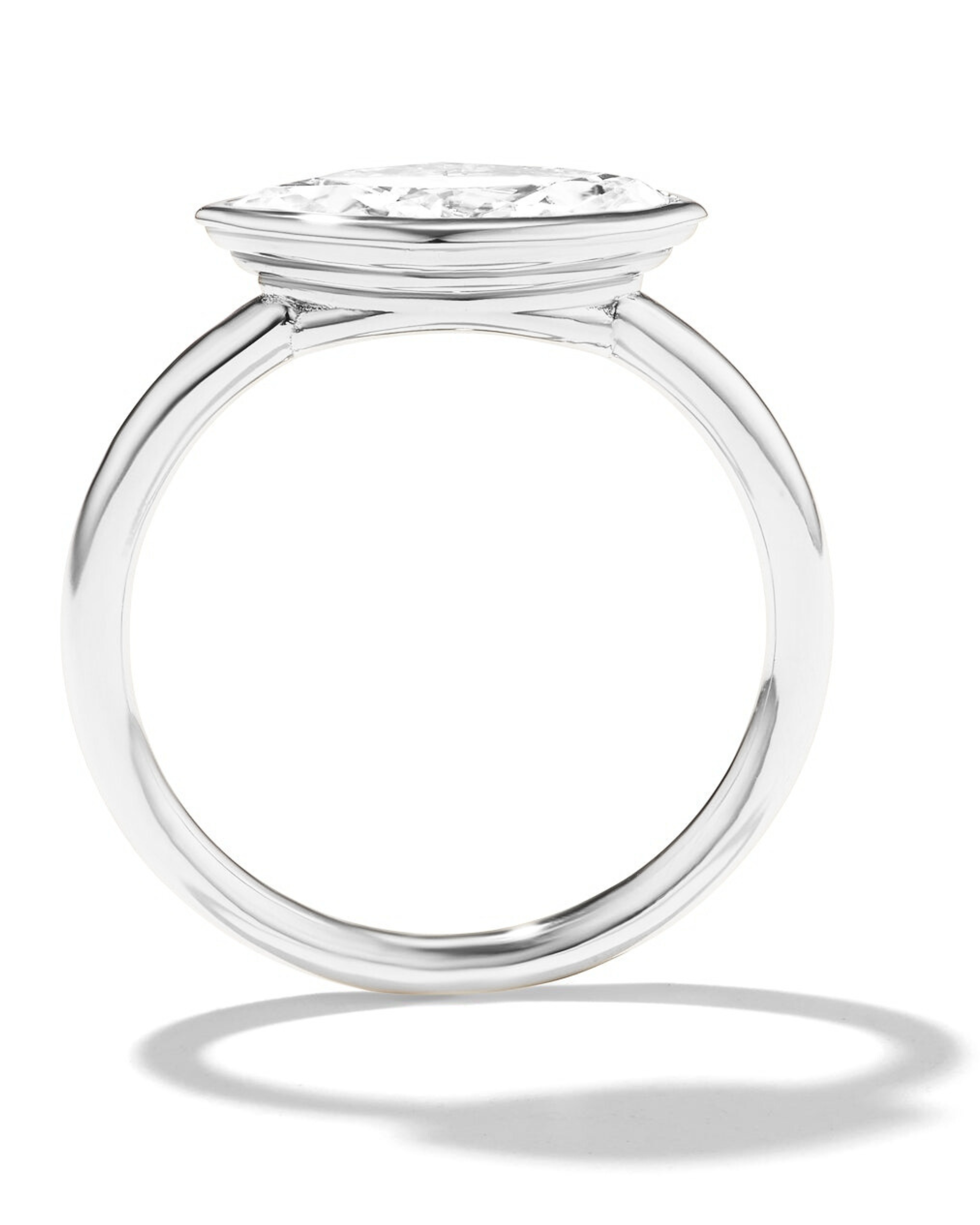 East-West Bezel Set Marquise Engagement Ring White Gold