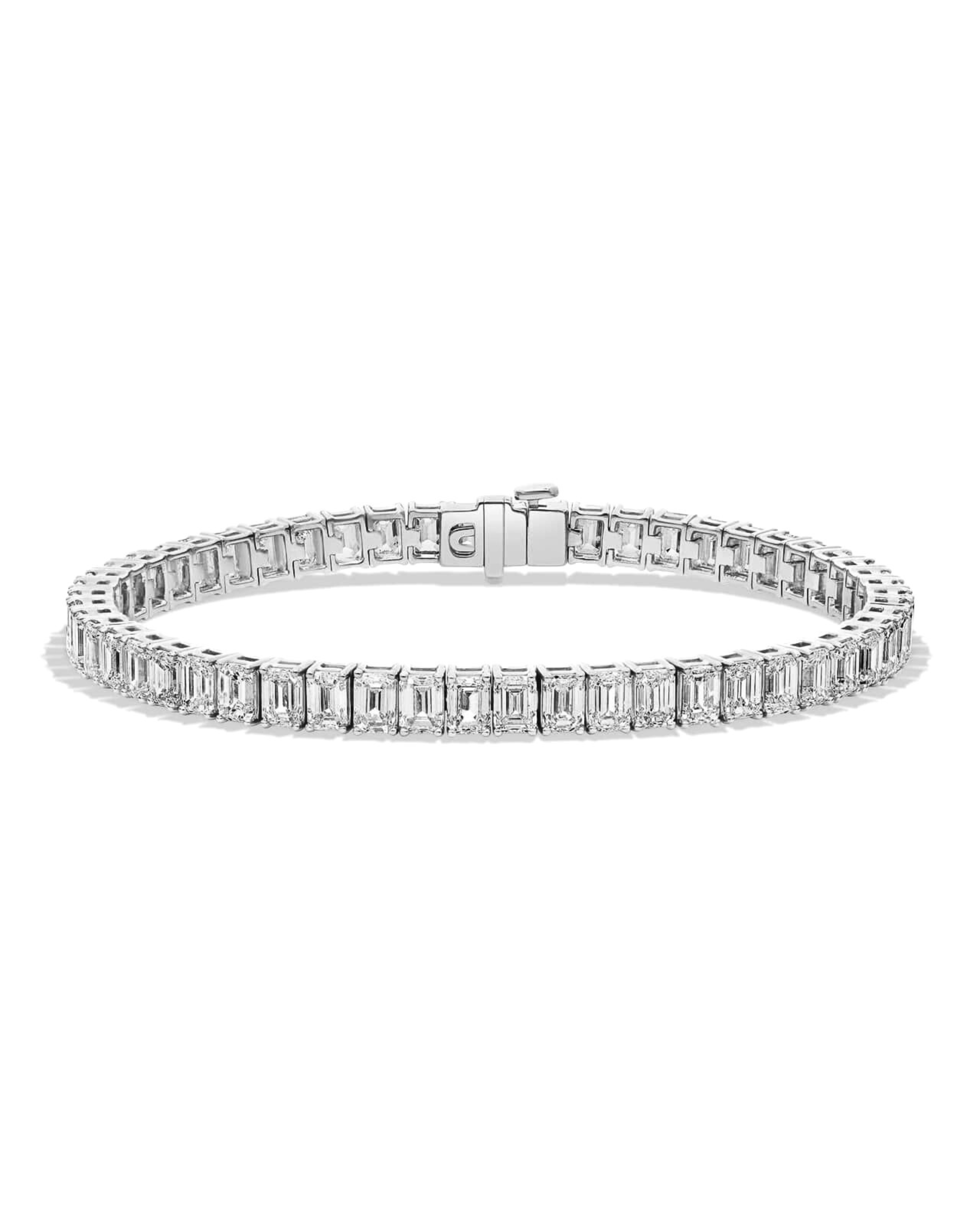 Emerald Diamond Tennis Bracelet White Gold