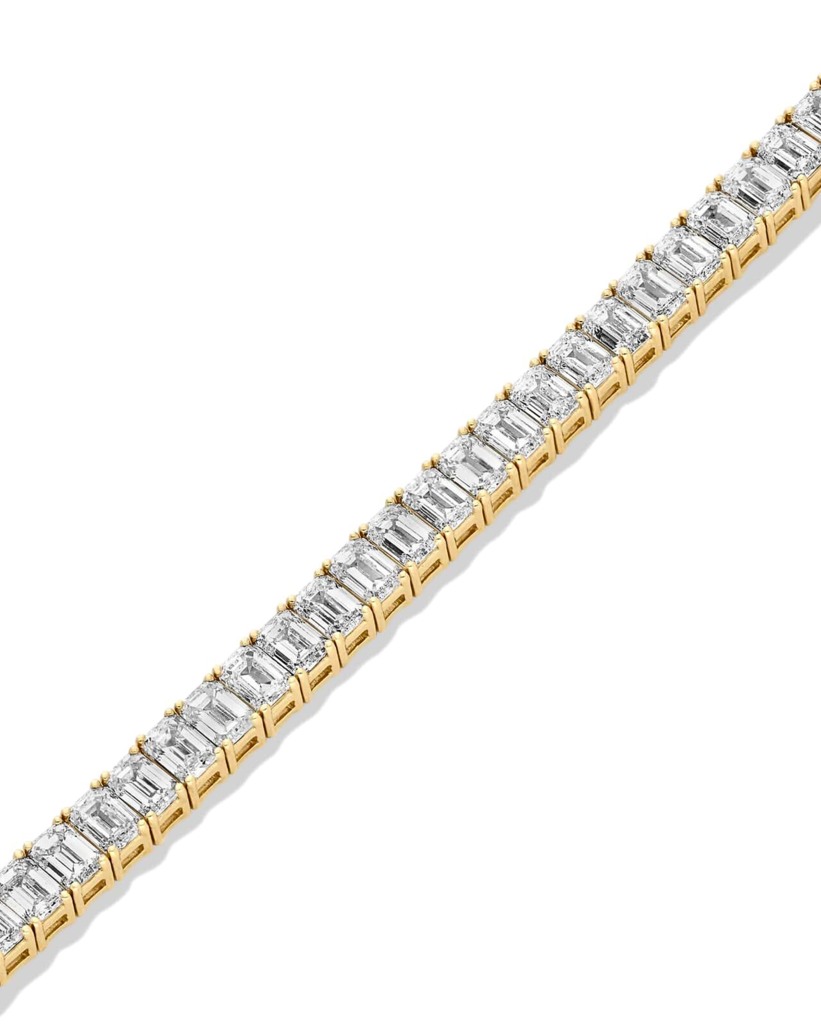Emerald Diamond Tennis Bracelet Yellow Gold