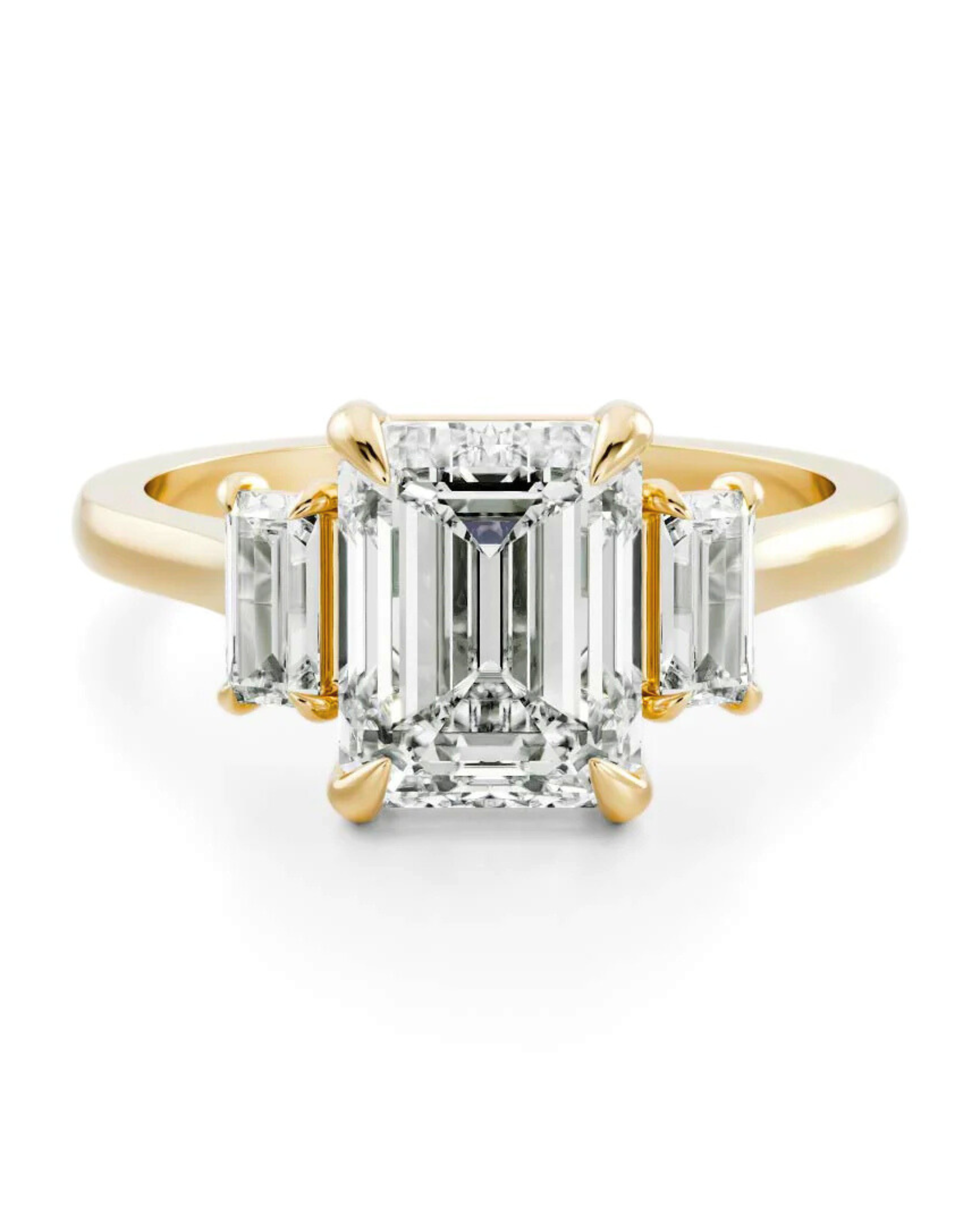 Emerald Diamond Trilogy Yellow Gold