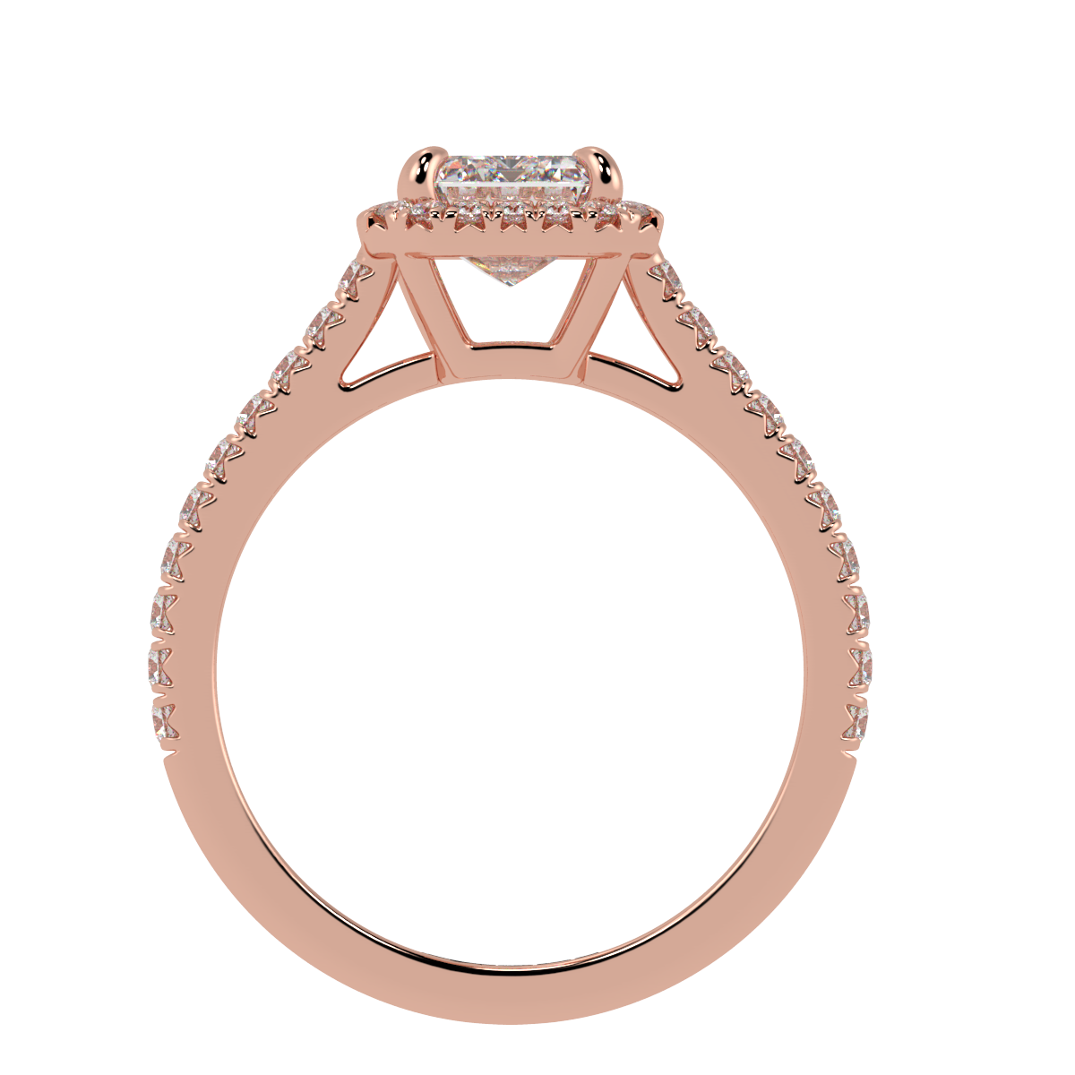 Emerald Halo Diamond Engagement Ring Rose Gold