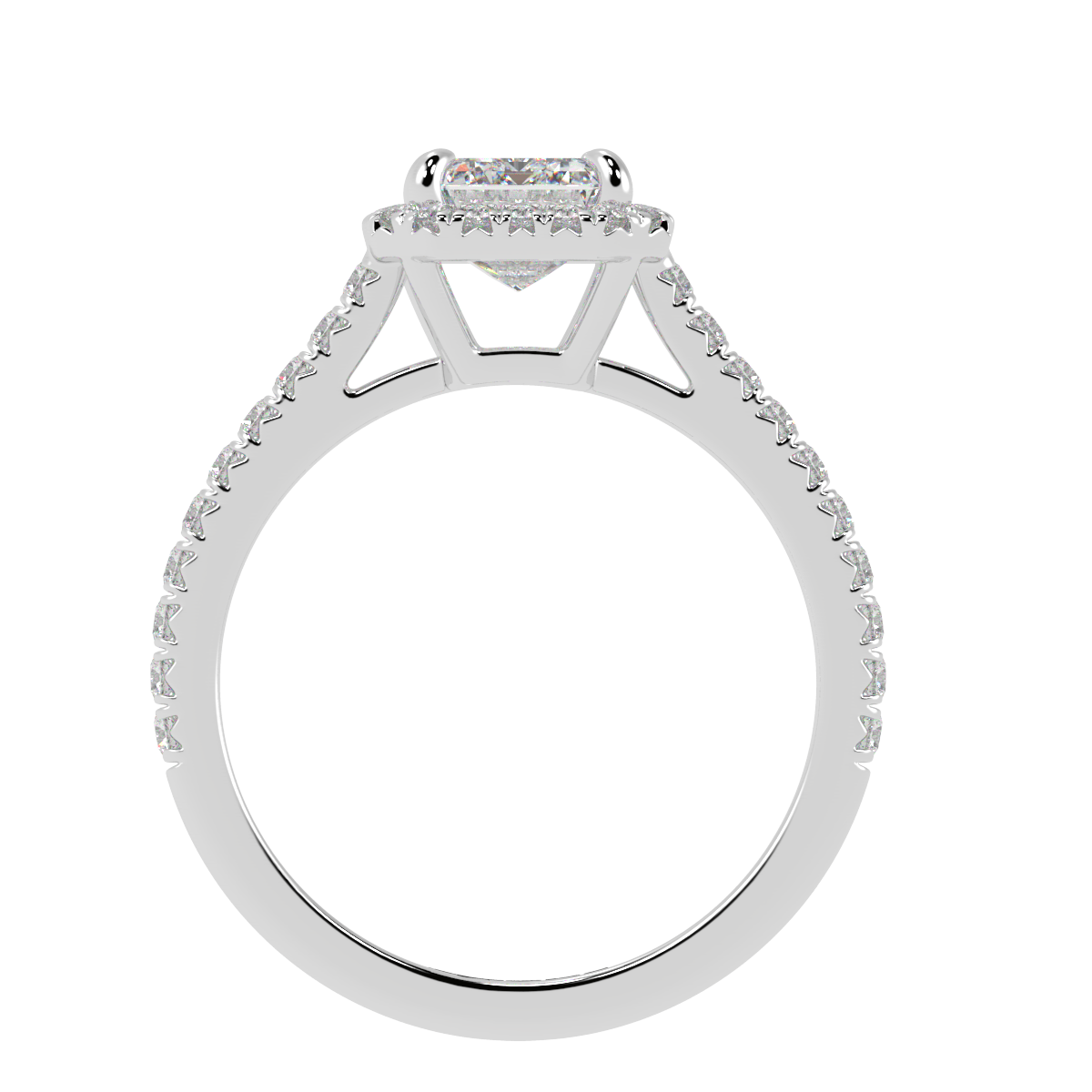 Emerald Halo Diamond Engagement Ring White Gold