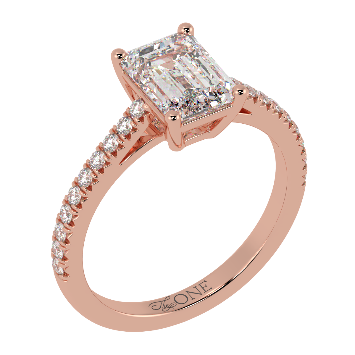 Emerald Pavé Engagement Ring  Rose Gold