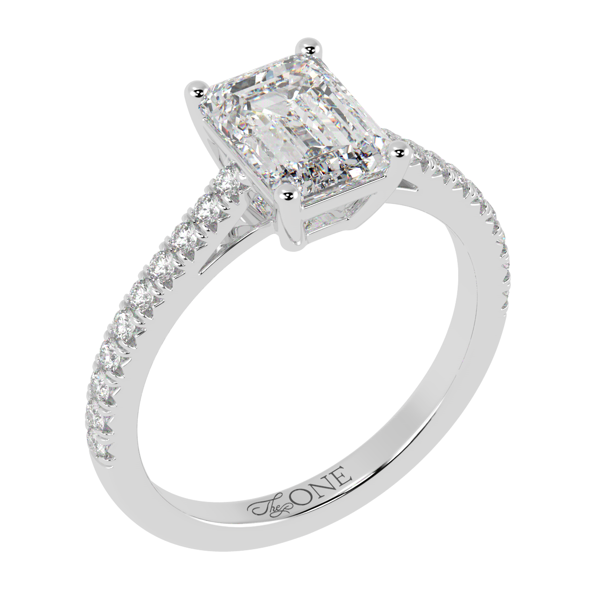 Emerald Pavé Engagement Ring White Gold