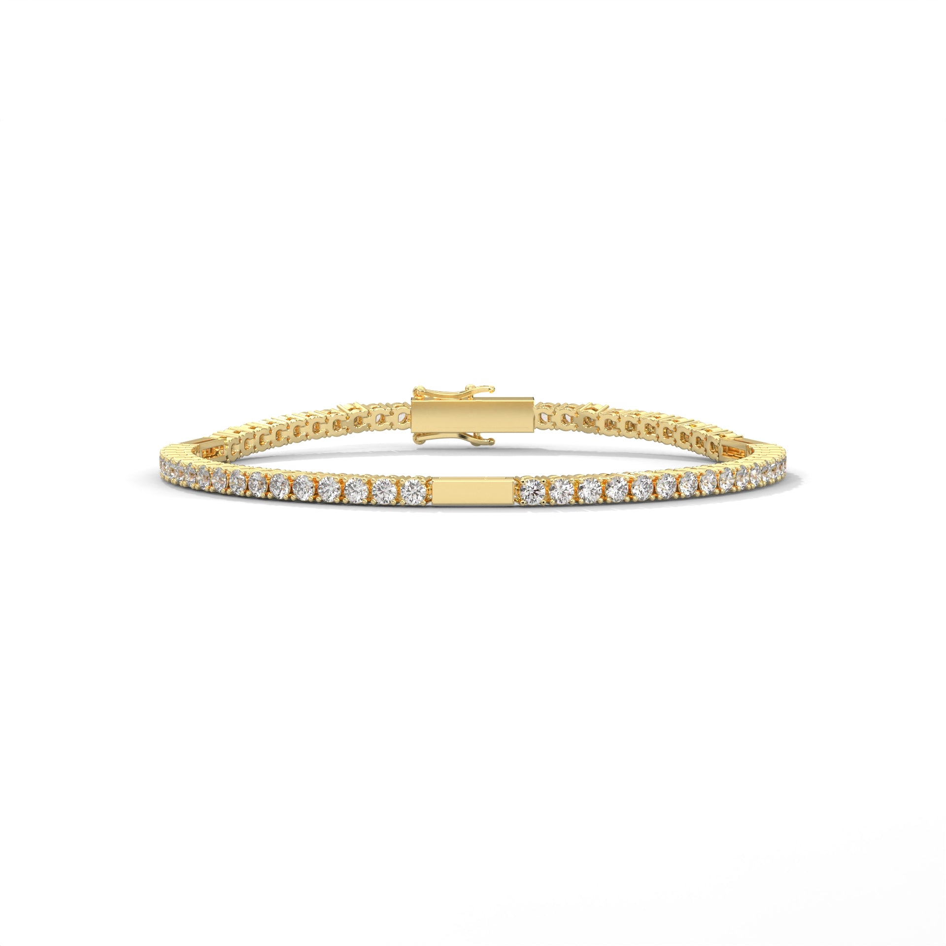 Gold Bar Diamond Tennis Bracelet Yellow Gold