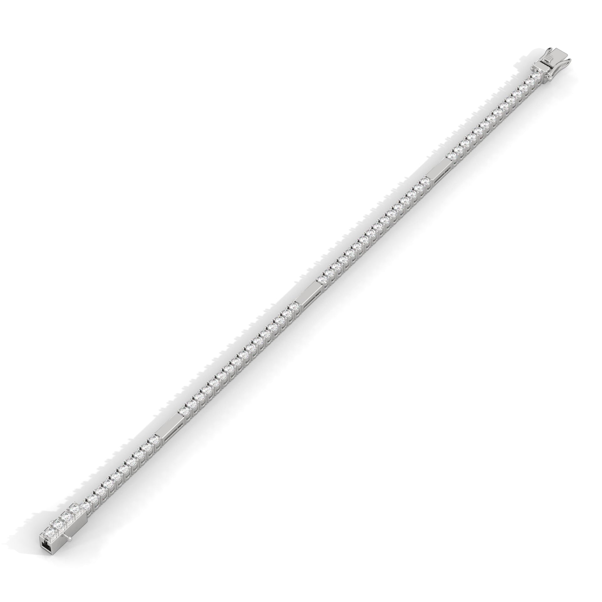 Gold Bar Diamond Tennis Bracelet Sterling Silver