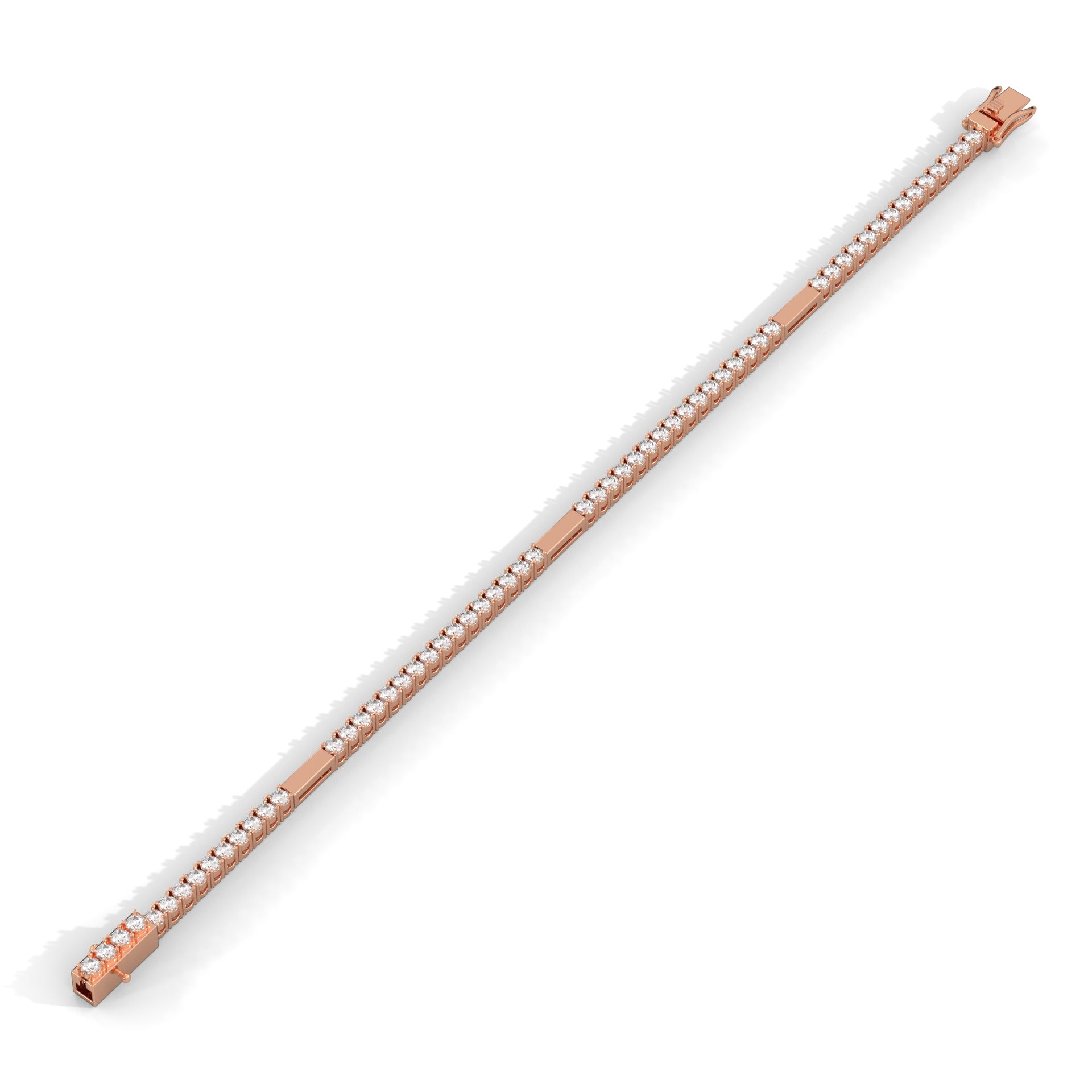 Gold Bar Diamond Tennis Bracelet Rose Gold