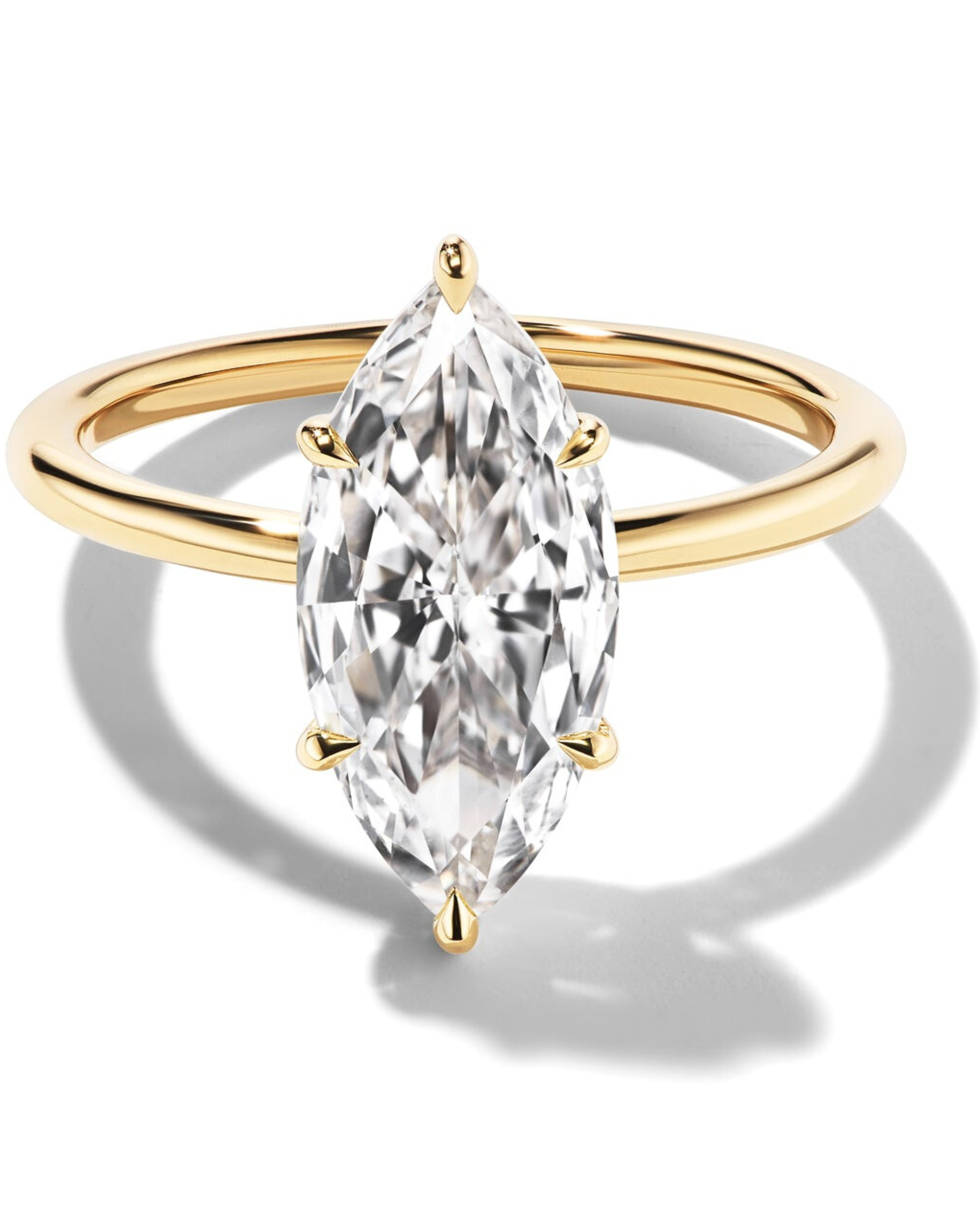 Marquise Solitaire 6-Claw Engagement Ring Yellow Gold