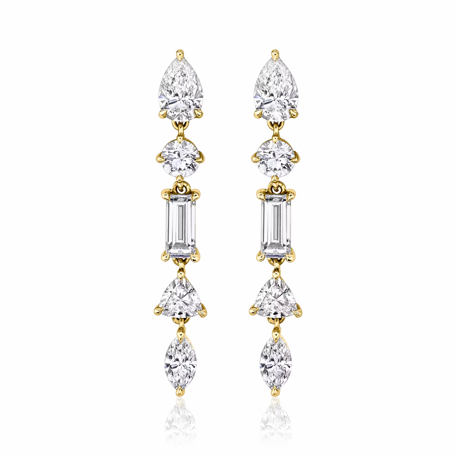 Multi Drop Earrings Yellow Gold