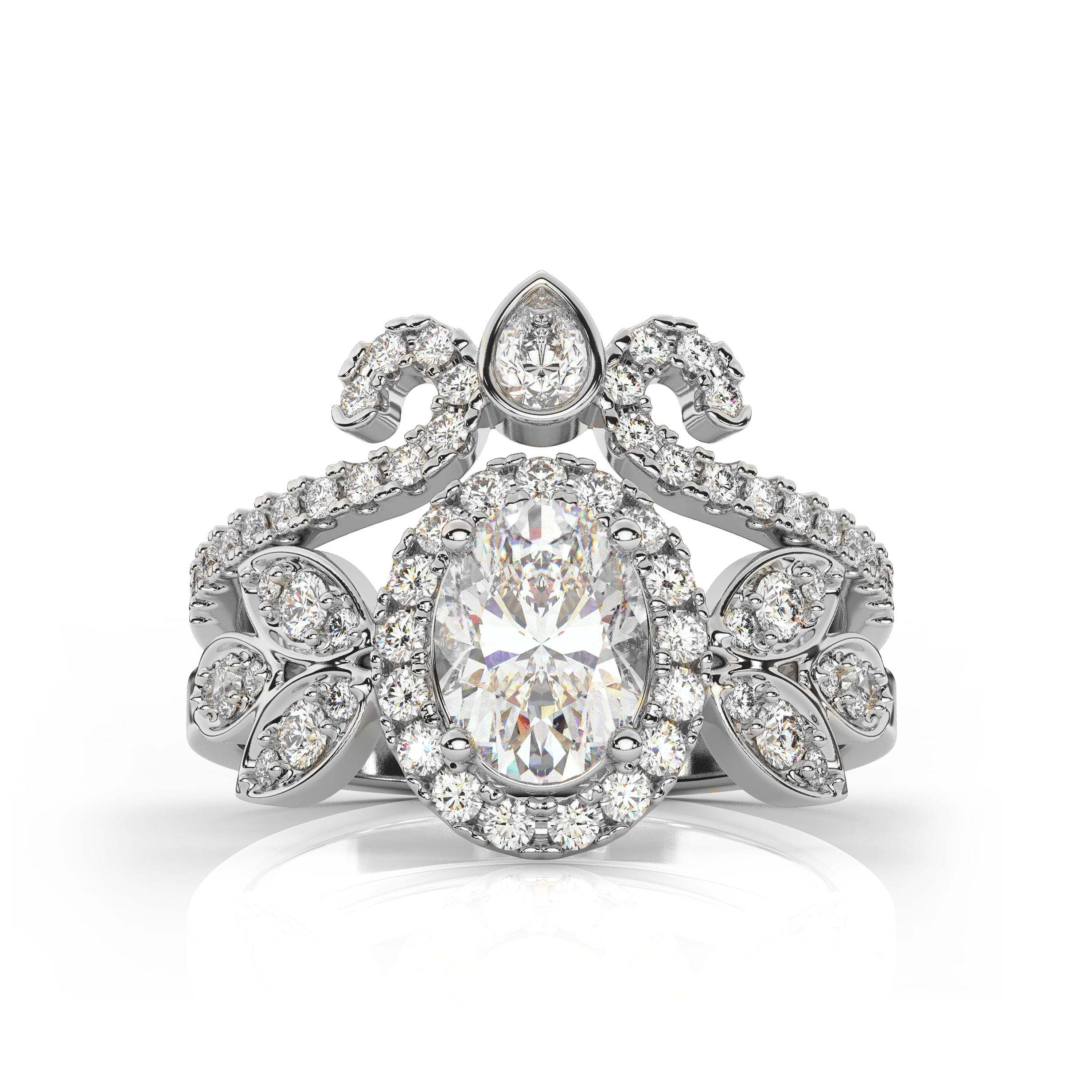 Oval Diamond Halo Set White Gold