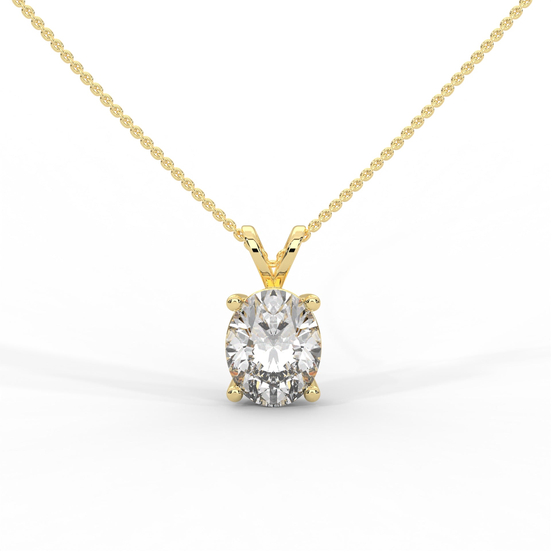 Oval Diamond Pendant Yellow Gold