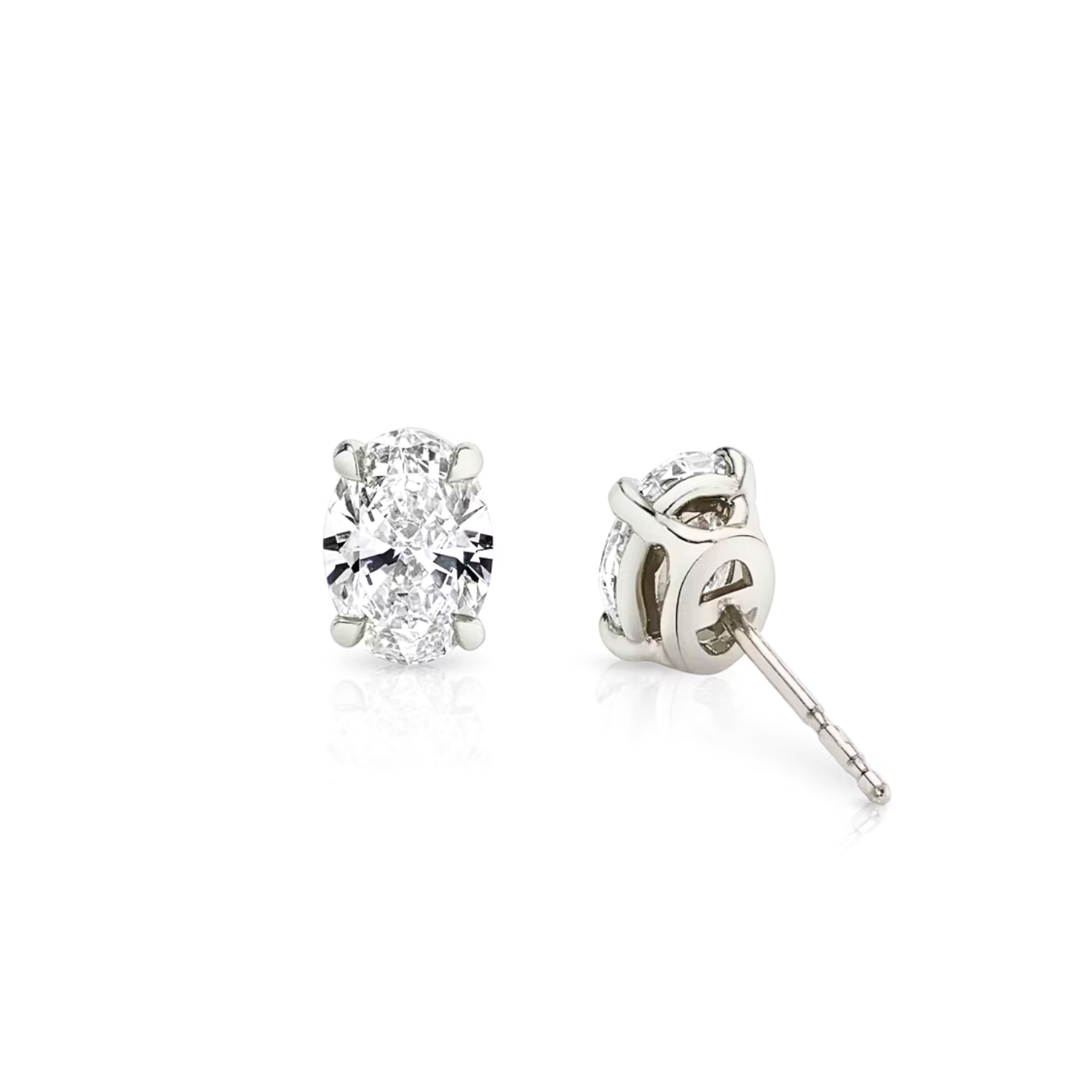 Oval Diamond Stud Earrings Platinum