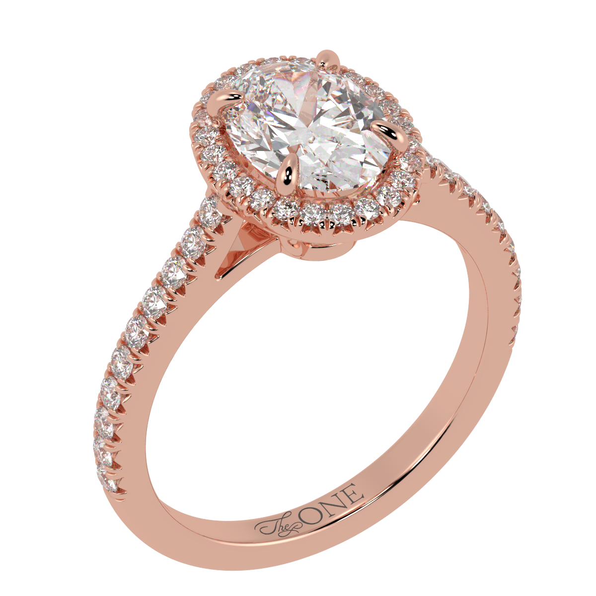 Oval Halo Engagement Ring Rose Gold