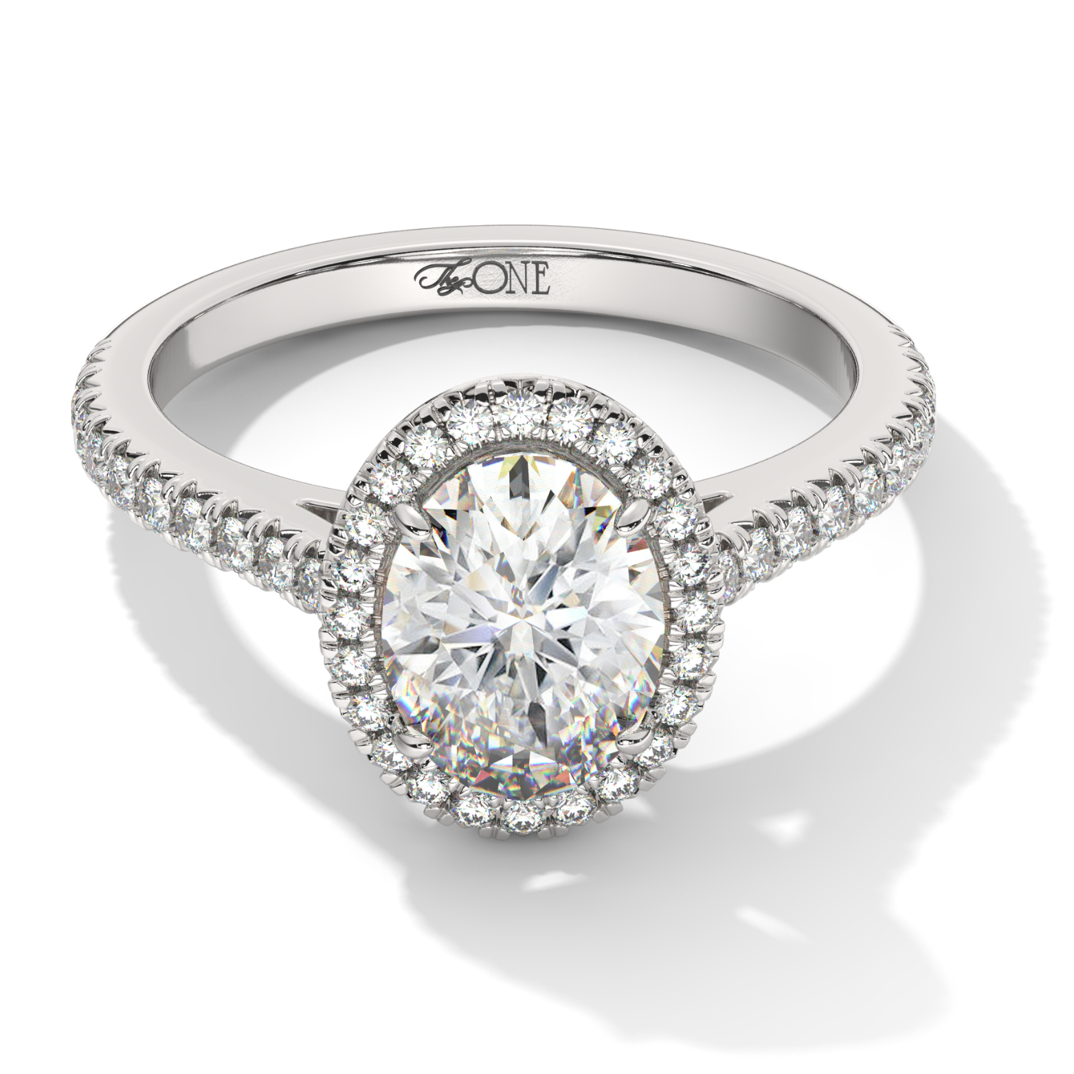 Oval Halo Engagement Ring White Gold