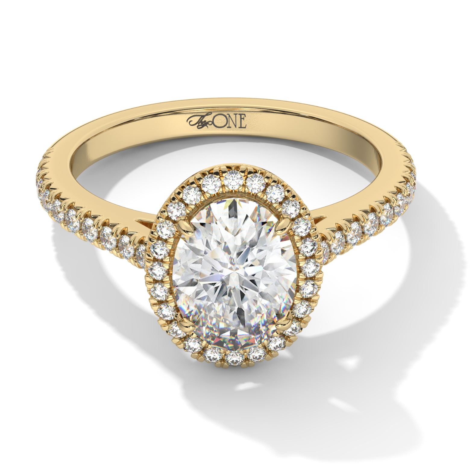 Oval Halo Engagement Ring Yellow Gold