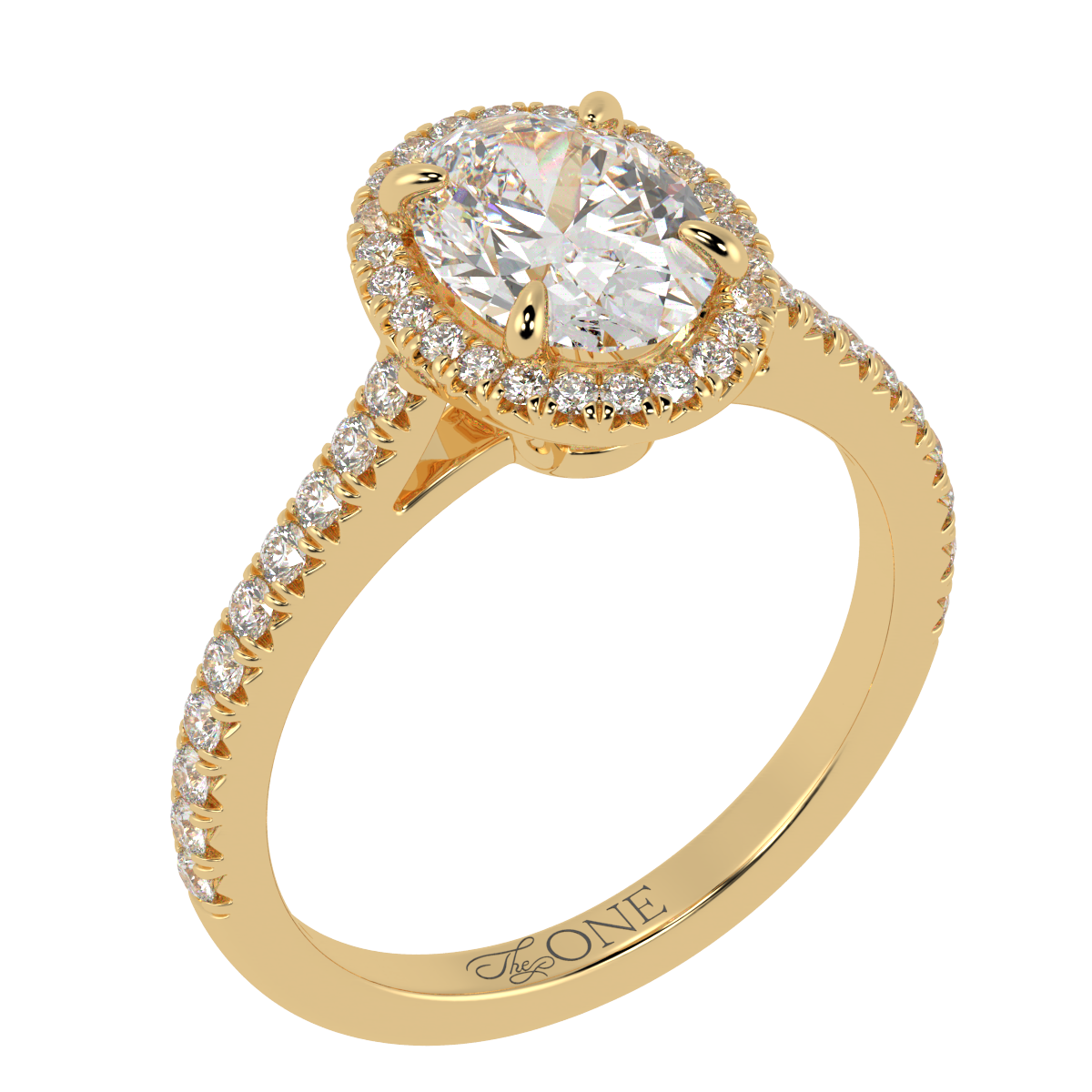 Oval Halo Engagement Ring Yellow Gold
