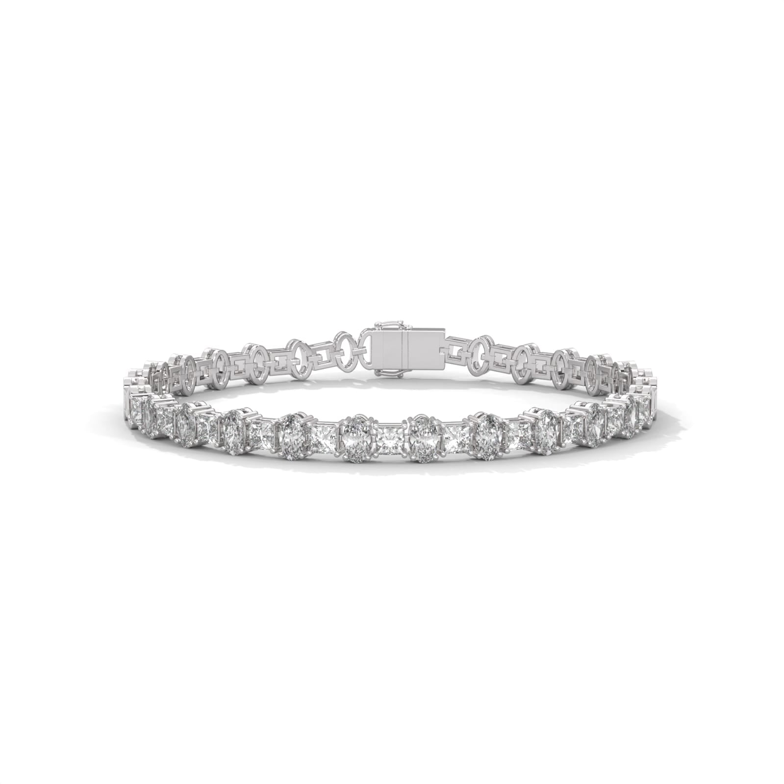 Oval & Princess Diamond Bracelet Sterling Silver
