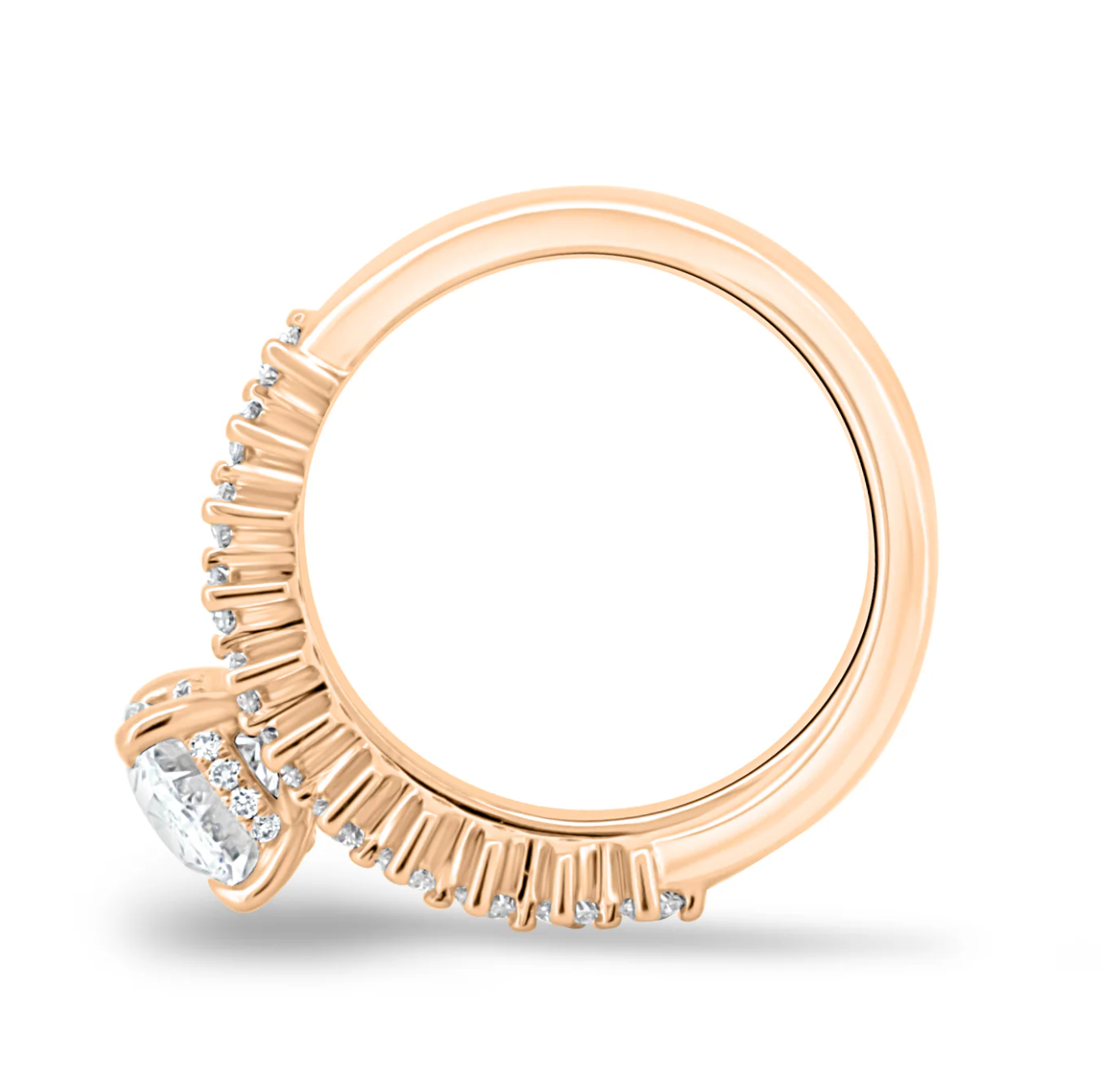 Oval on a Diamond Double Band Rose Gold