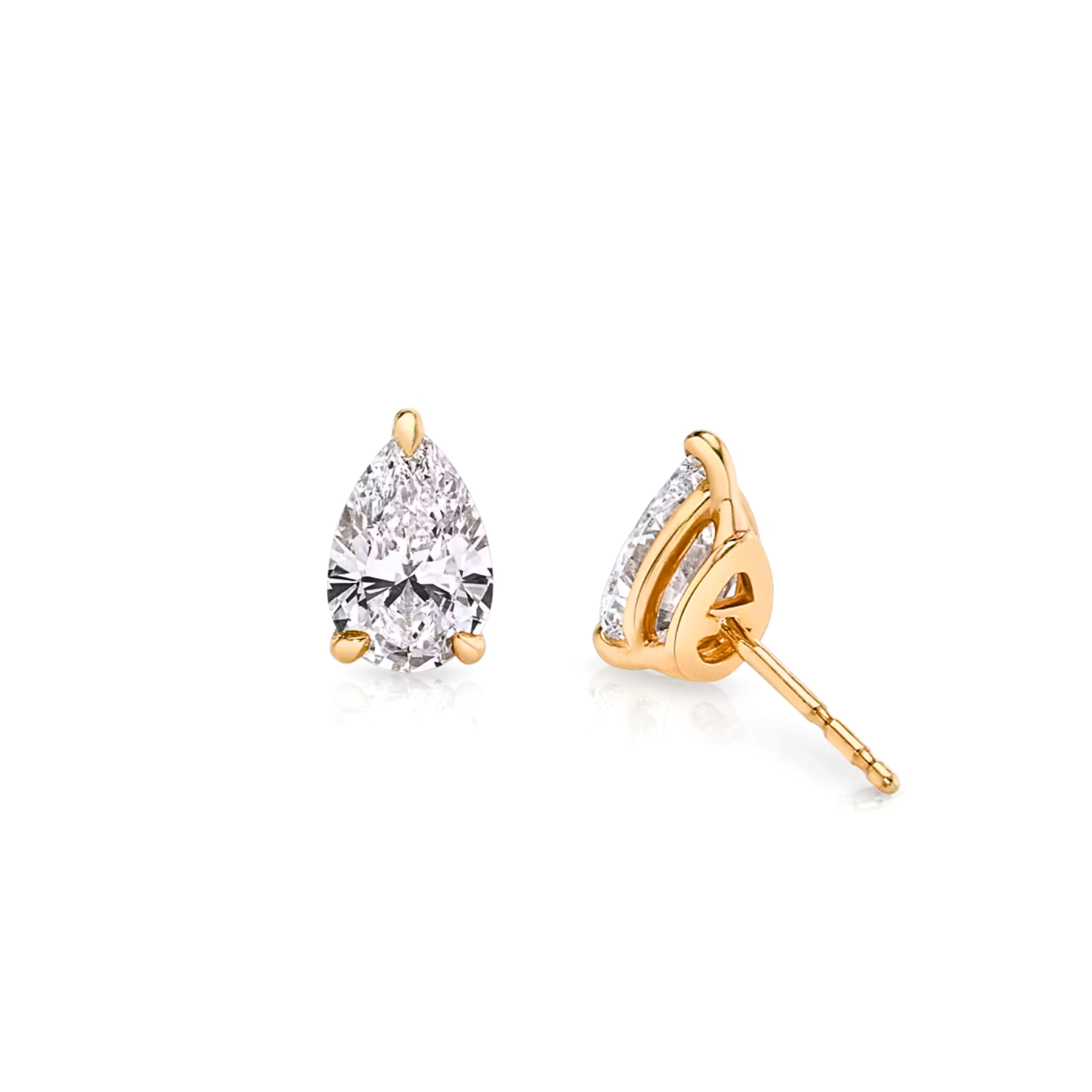 Pear Cut Diamond Stud Earrings Rose Gold