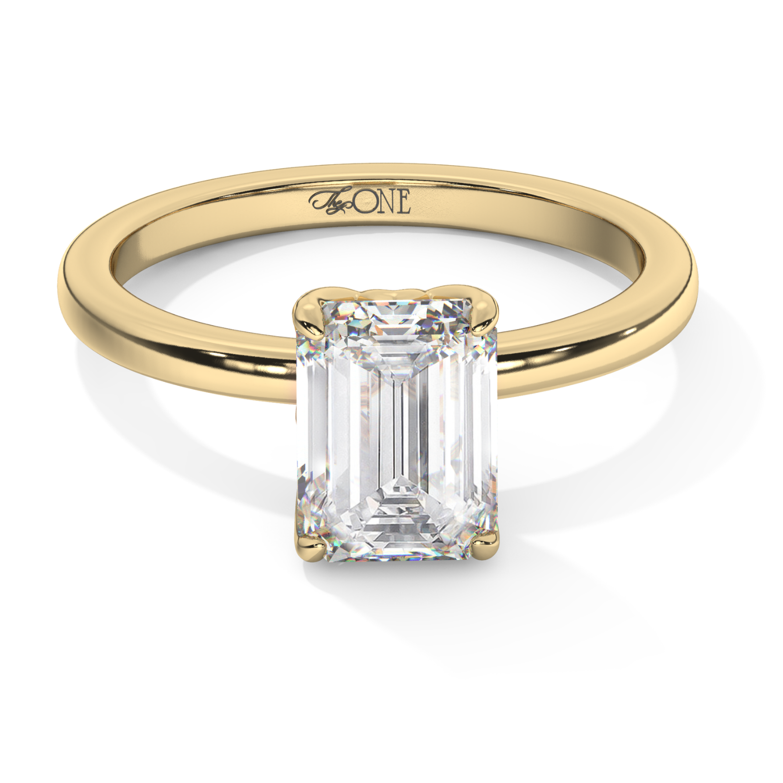 Petal Set Emerald Solitaire Engagement Ring Yellow Gold