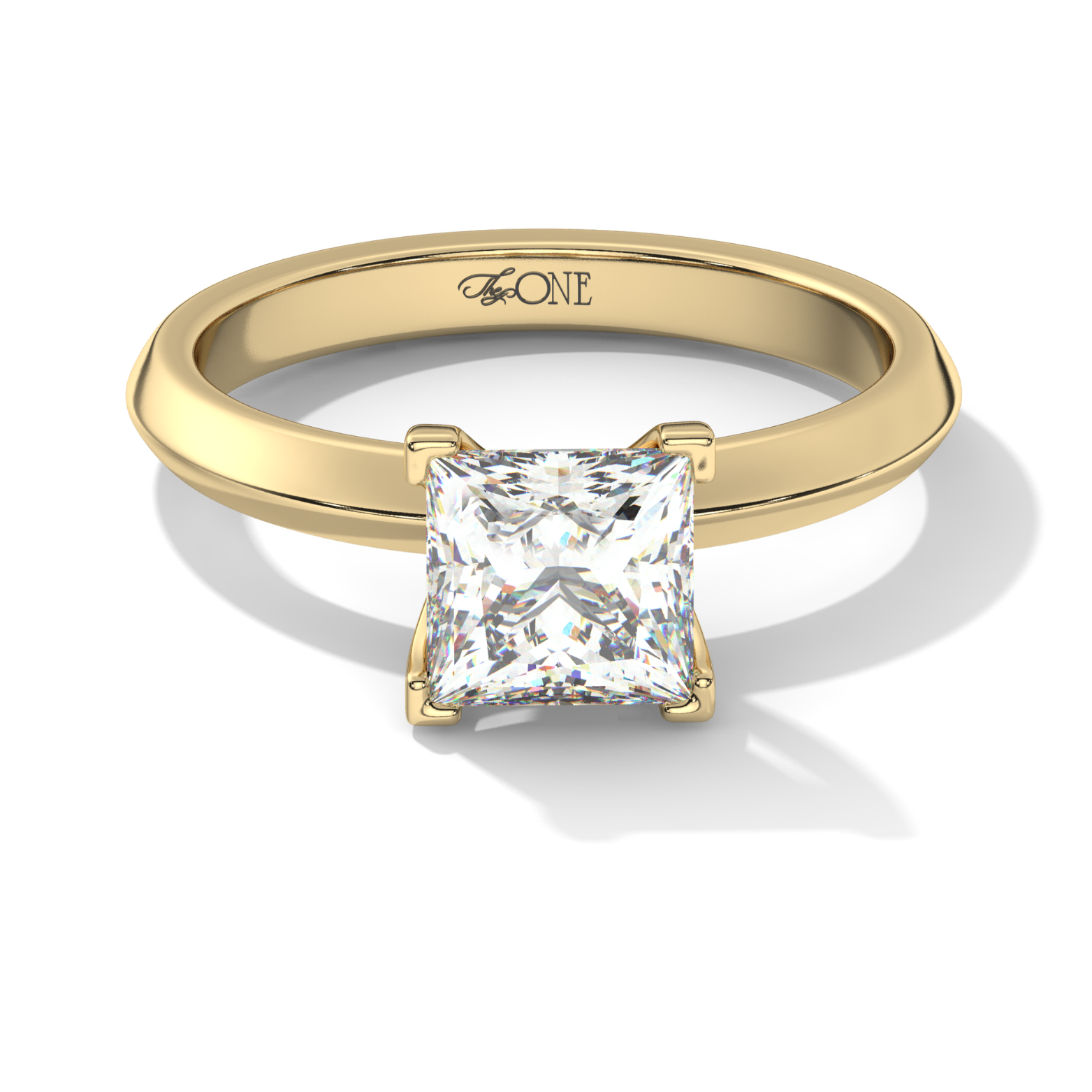 Princess Diamond Solitaire 4-Claw Yellow Gold