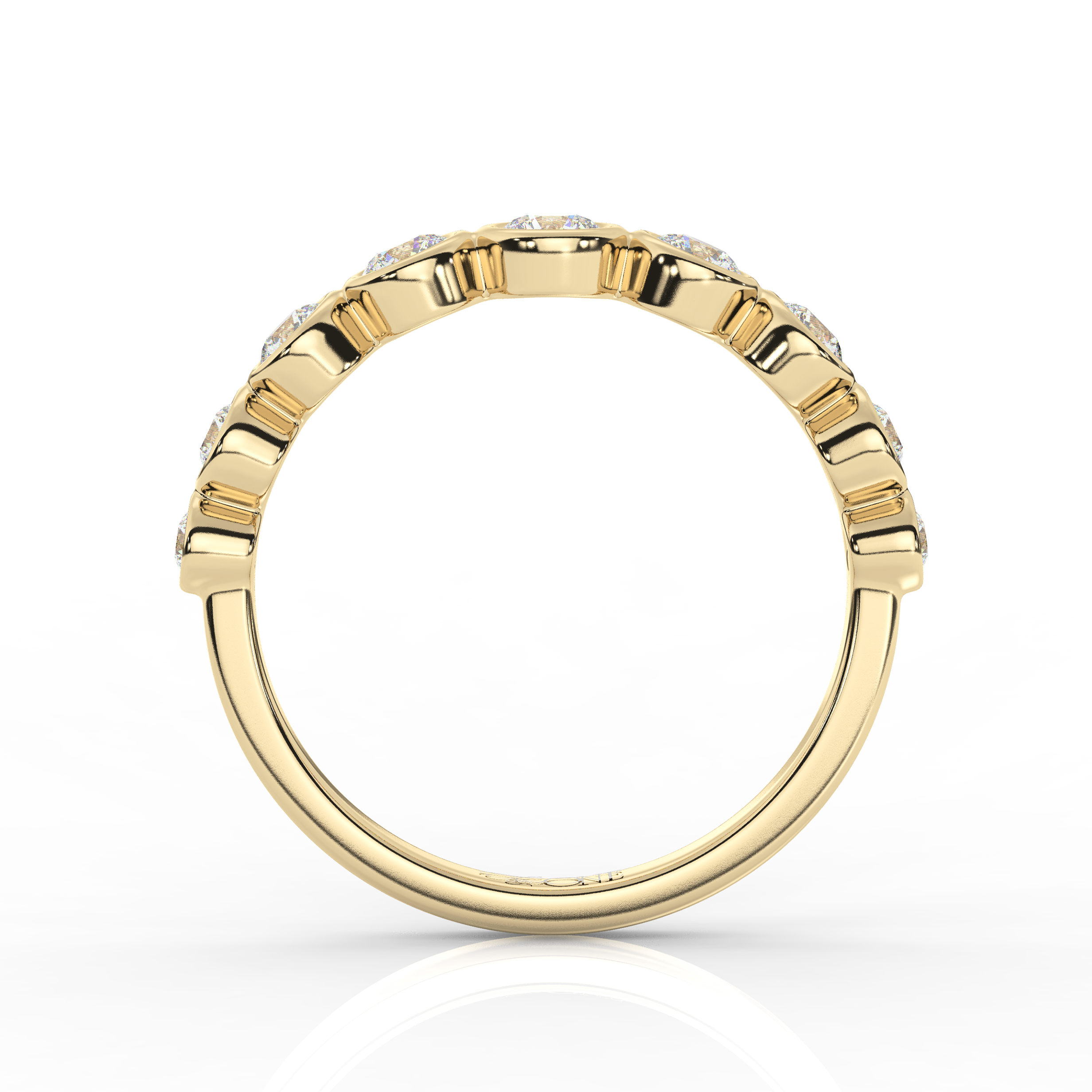 Round Diamond Bezel Set Ring Yellow Gold