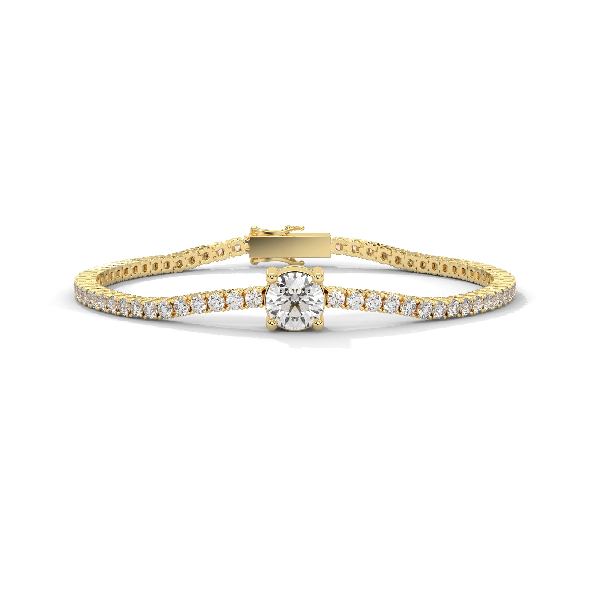 Round Diamond Round Tennis Bracelet Yellow Gold