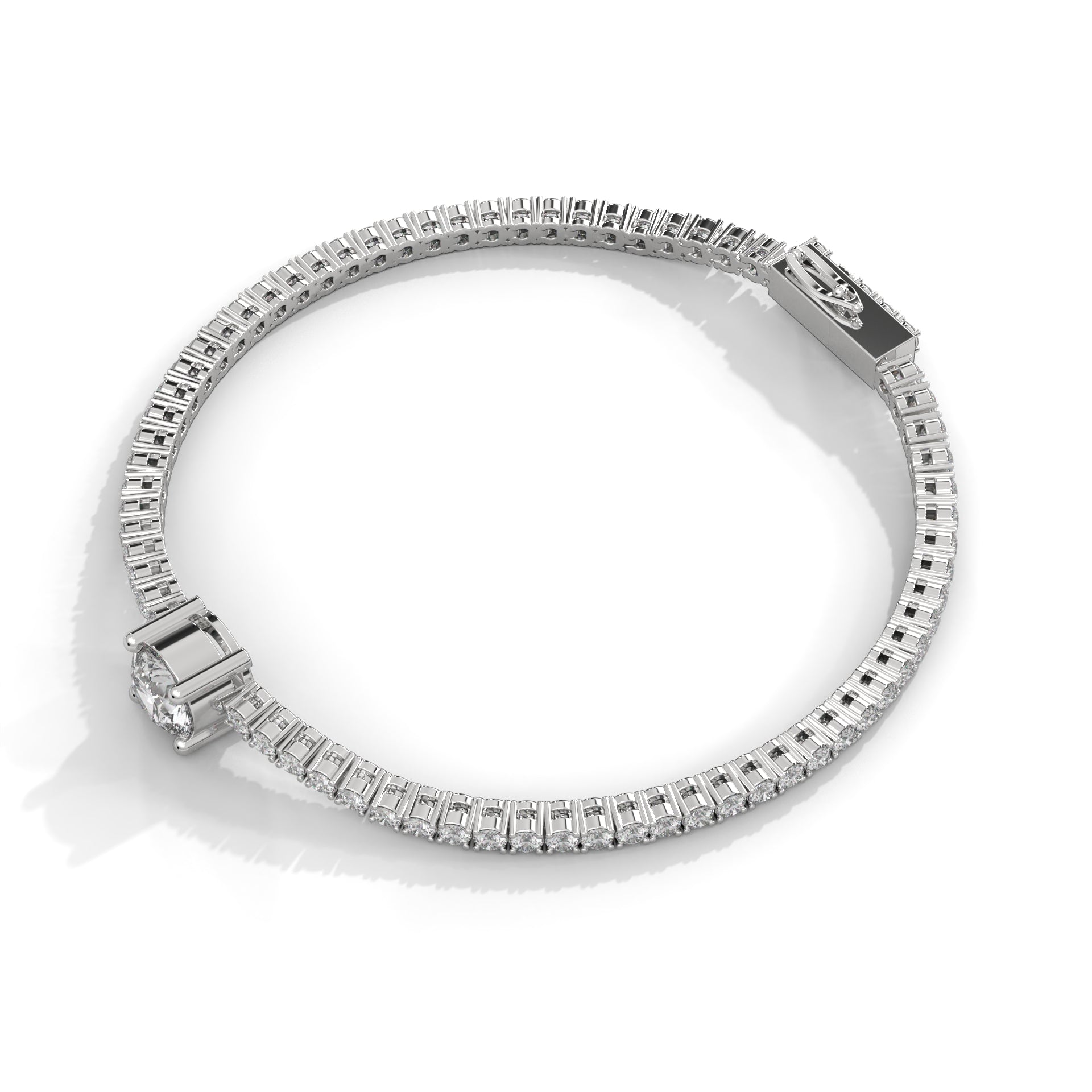 Round Diamond Round Tennis Bracelet Sterling Silver