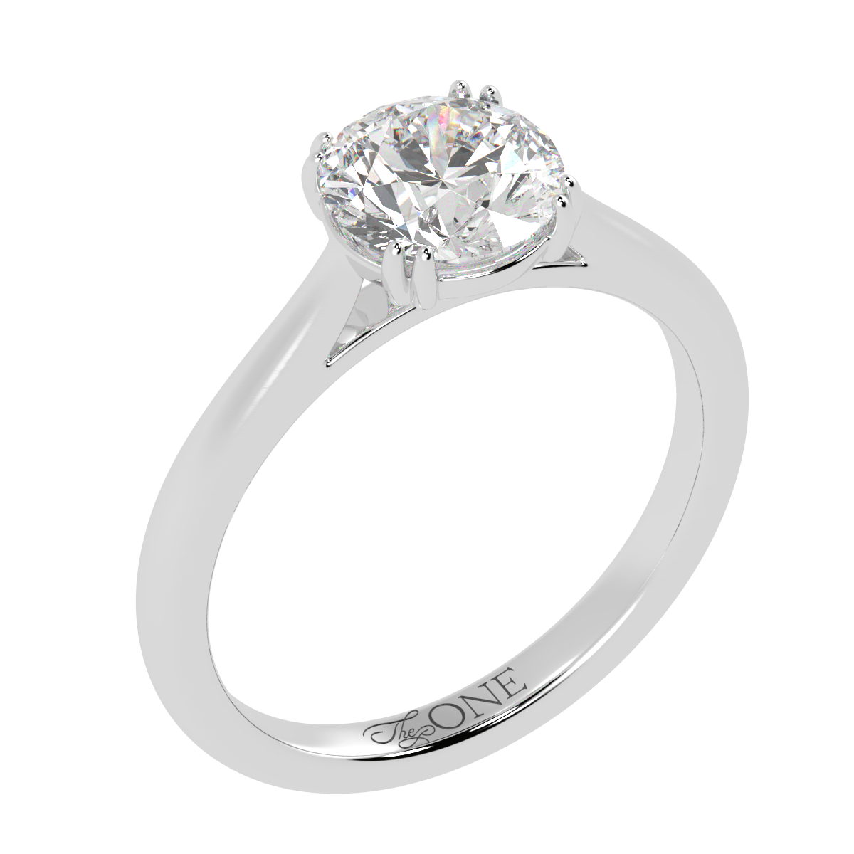 Round Double Claw Solitaire White Gold