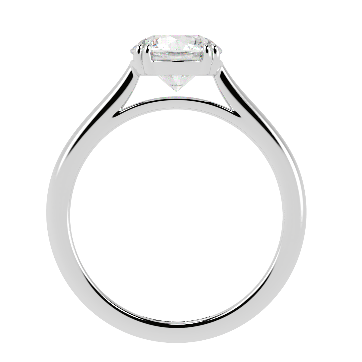 Round Double Claw Solitaire White Gold