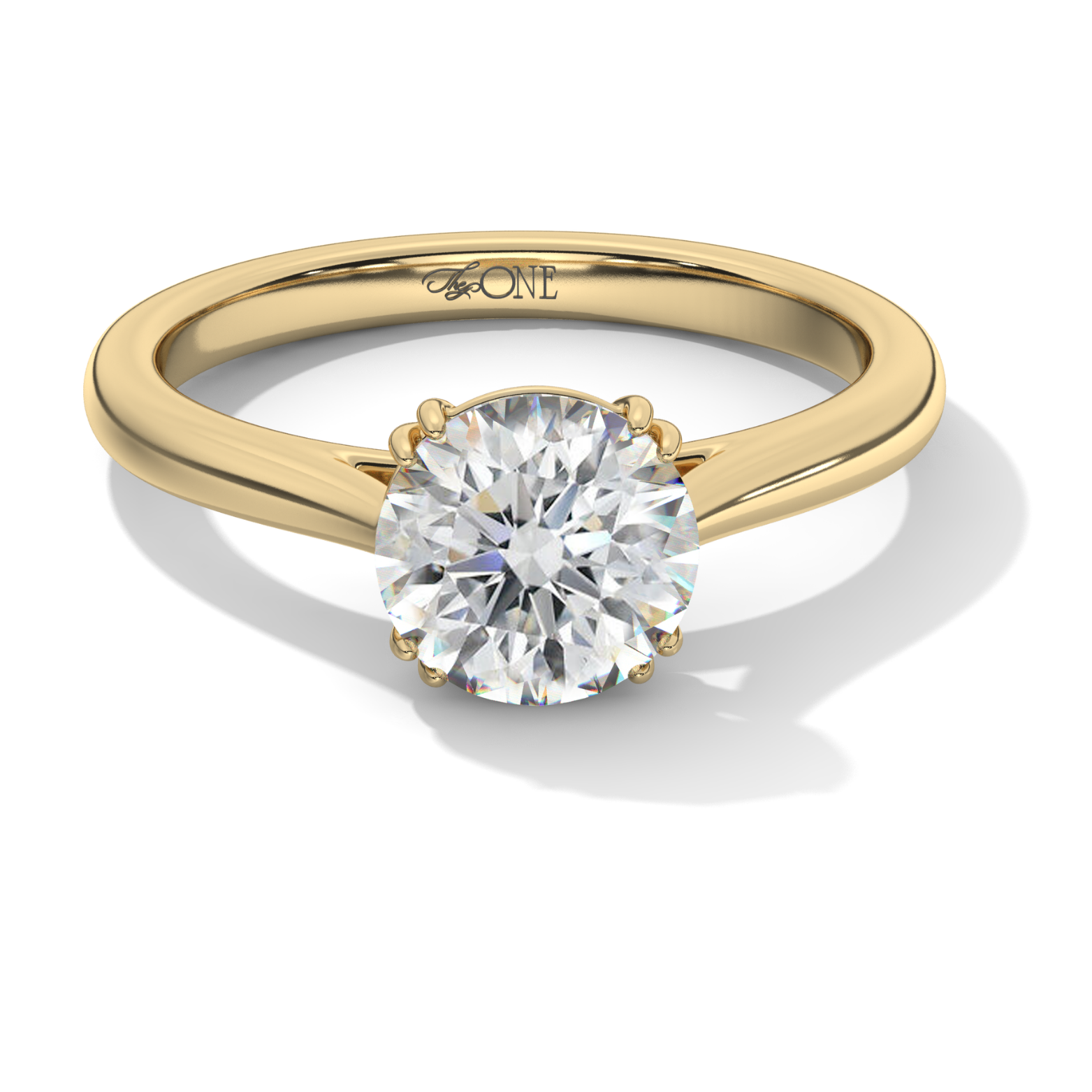 Round Double Claw Solitaire Yellow Gold
