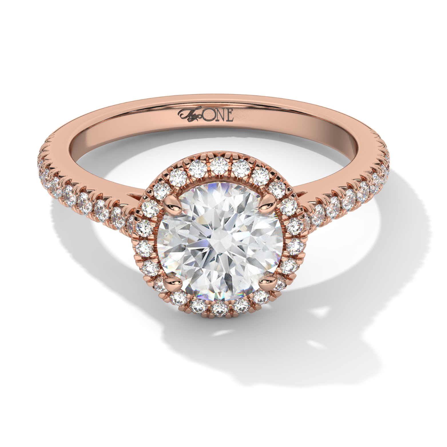 Round Halo Diamond Engagement Ring Rose Gold