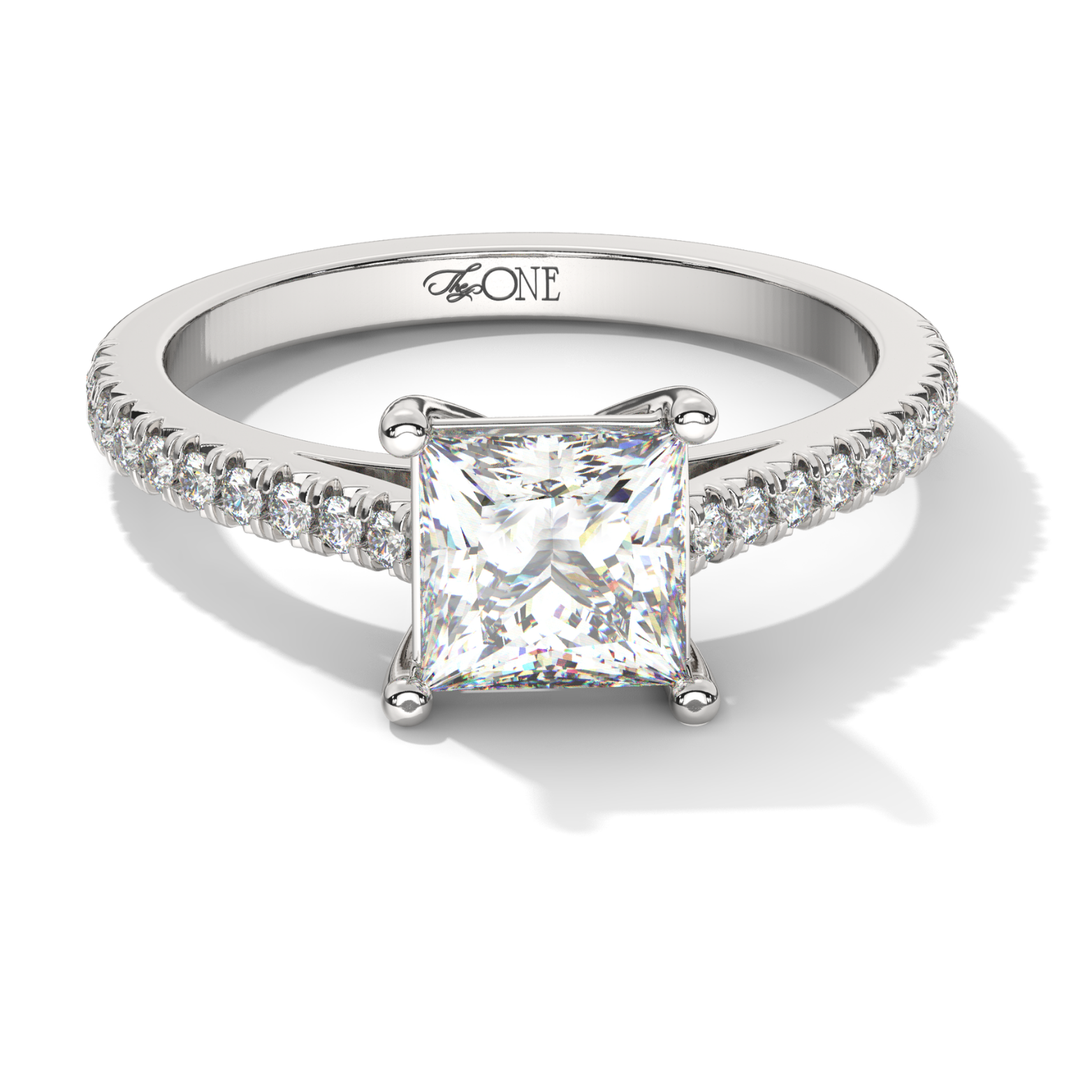 Round Pavé Engagement Ring White Gold