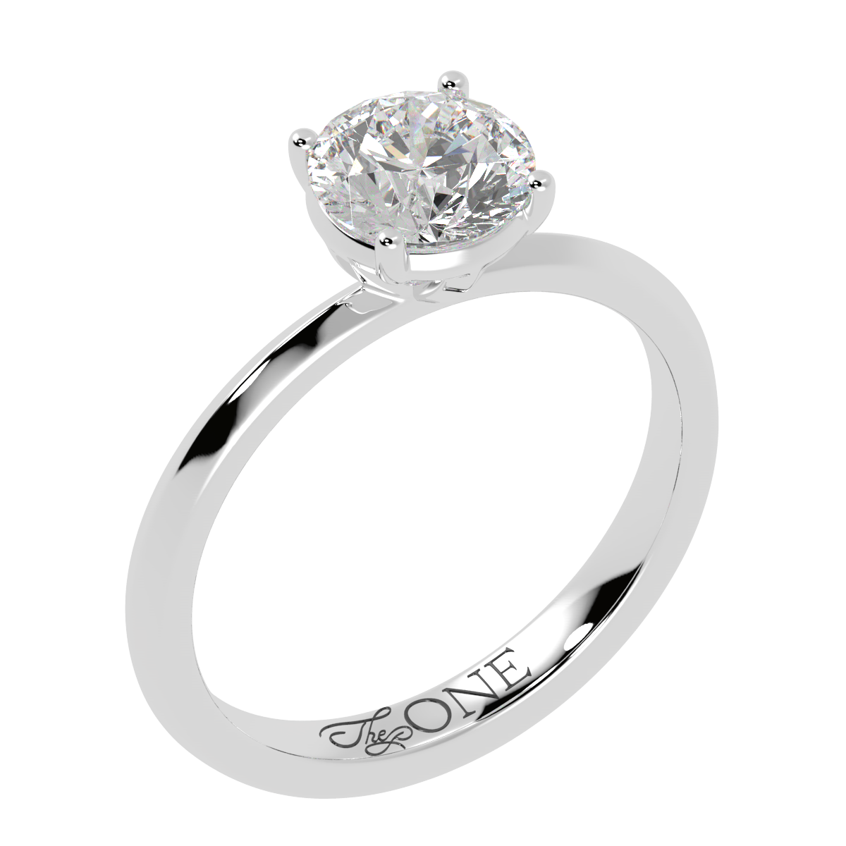 Round Solitaire 4-Claw Engagement Ring White Gold