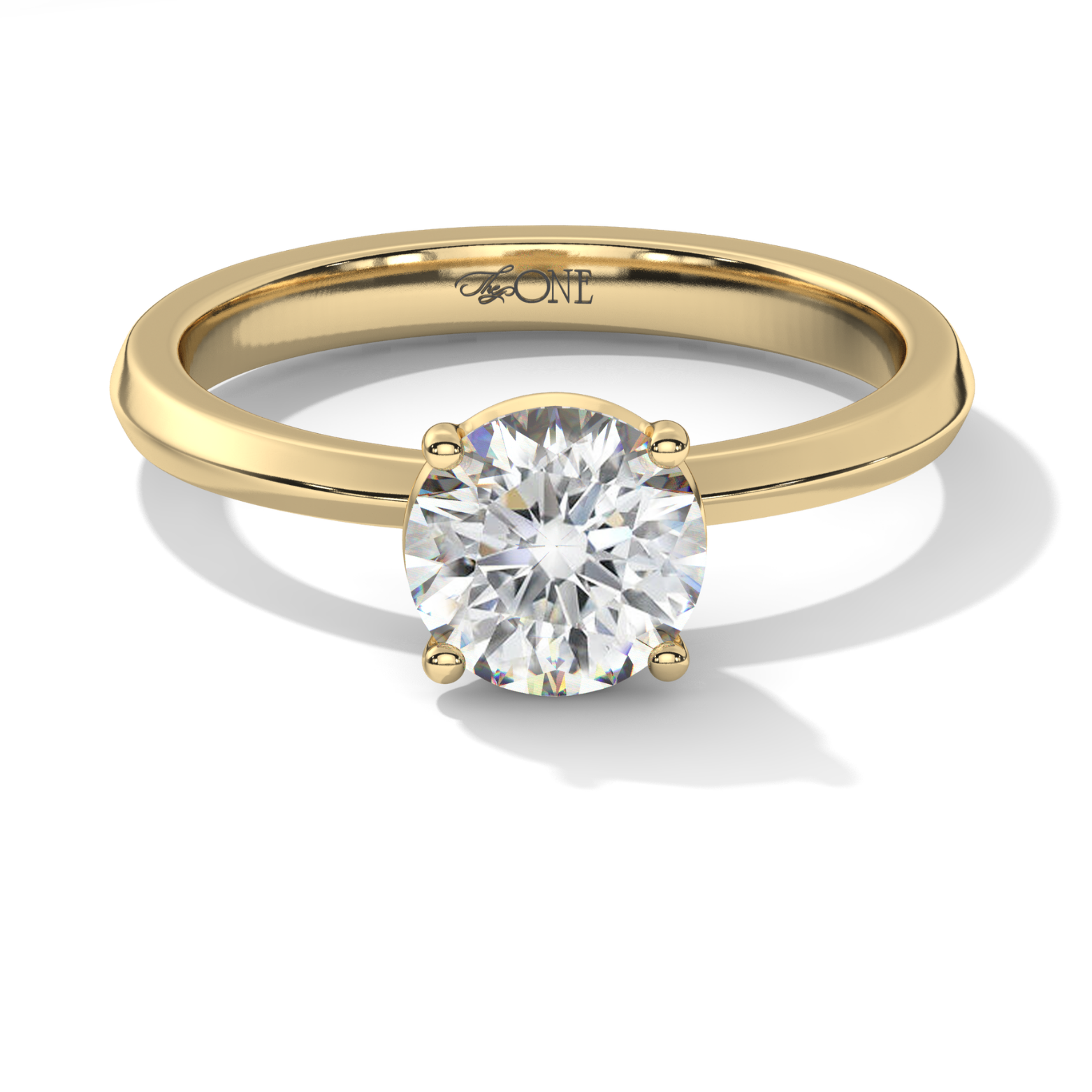 Round Solitaire 4-Claw Engagement Ring Yellow Gold