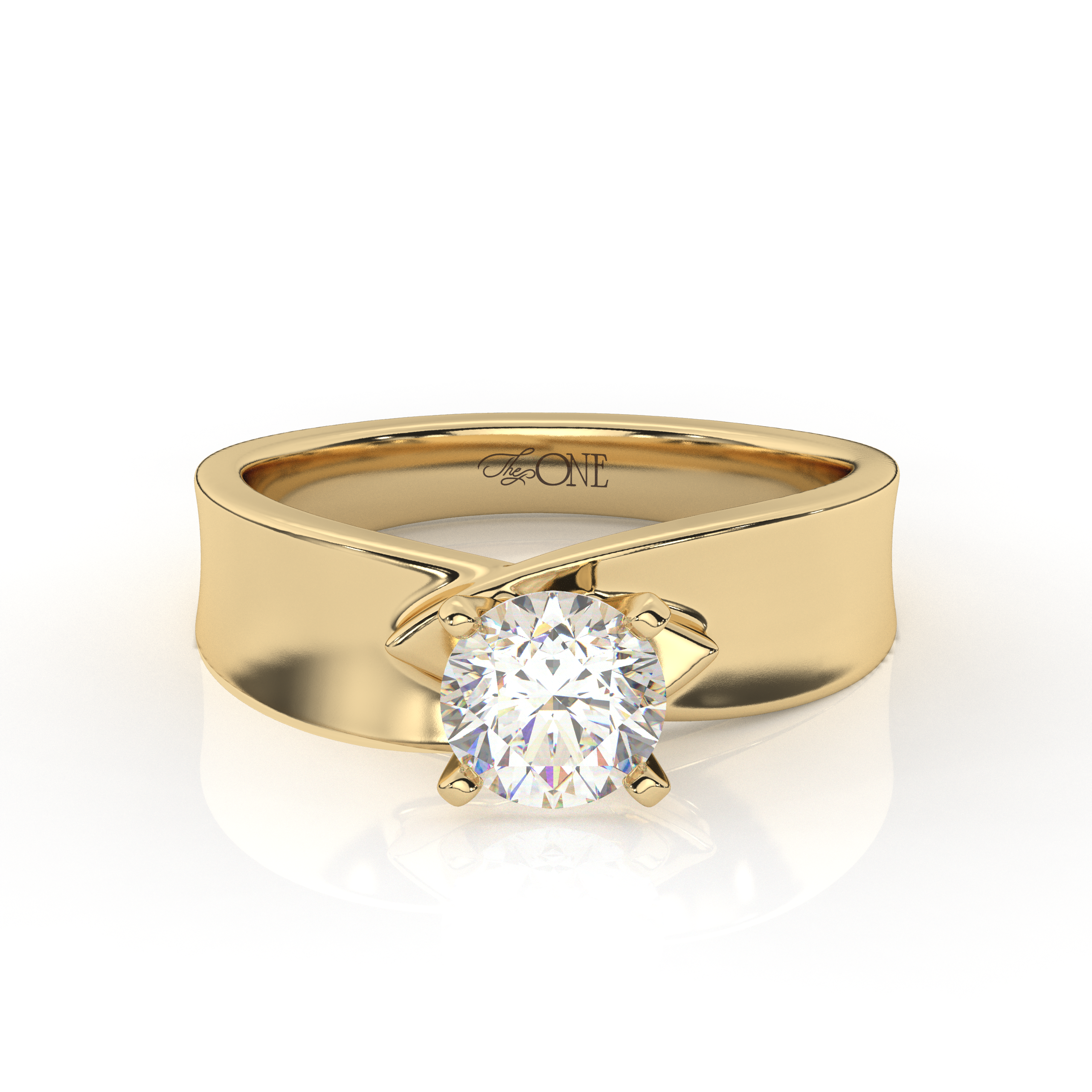 Round Solitaire set on a Twist Band Yellow Gold