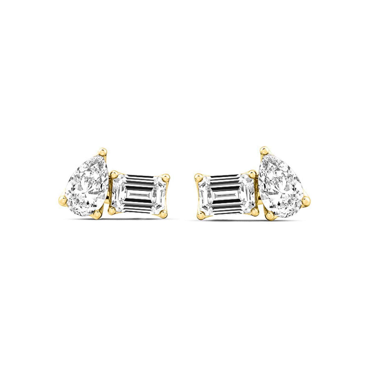 Toi et Moi Diamond Stud Earrings Yellow Gold