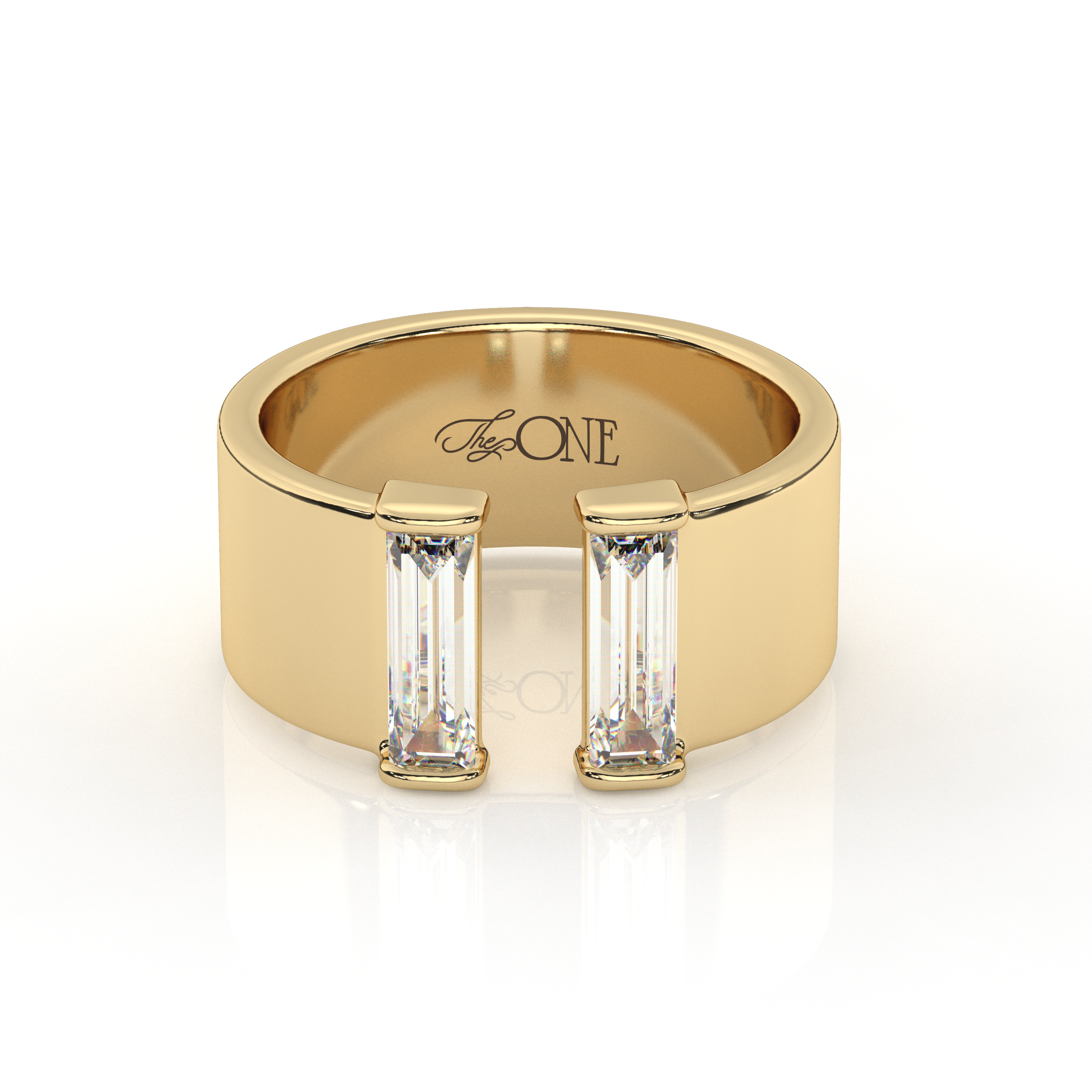 Twin Baguette Diamond Ring Yellow Gold 