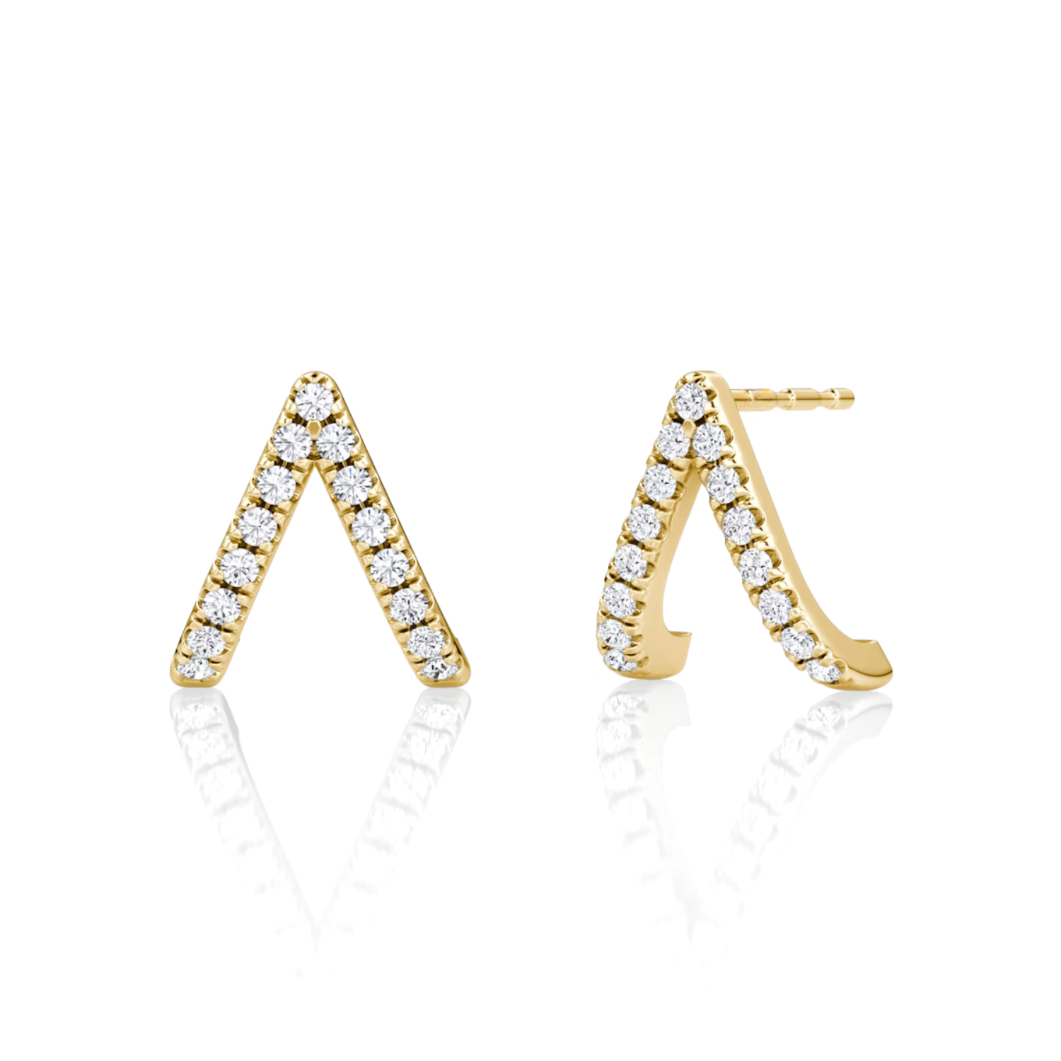 V-Style Pavé Earrings Yellow Gold