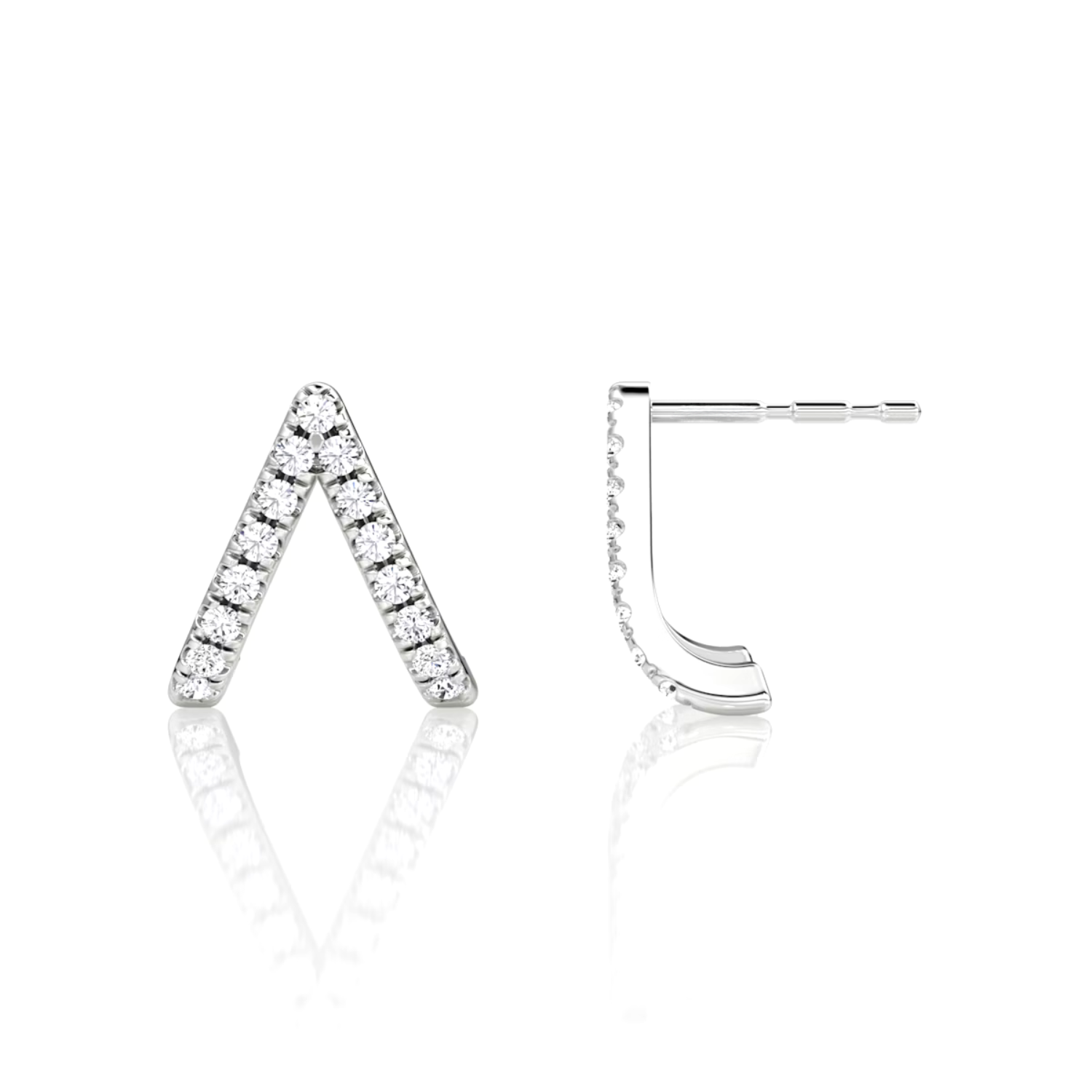 V-Style Pavé Earrings White Gold