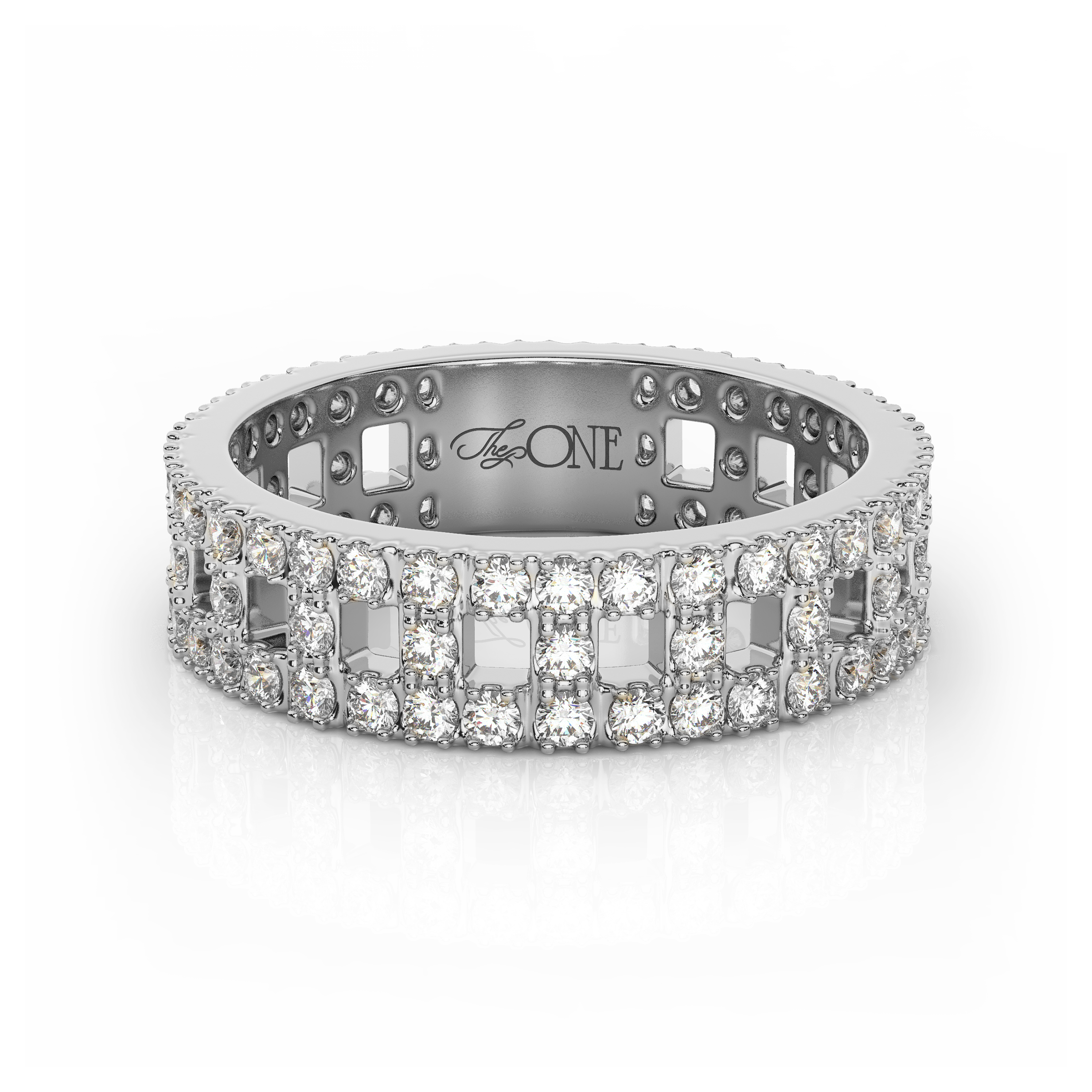 Wide T-Shaped Diamond Pavé Ring White Gold