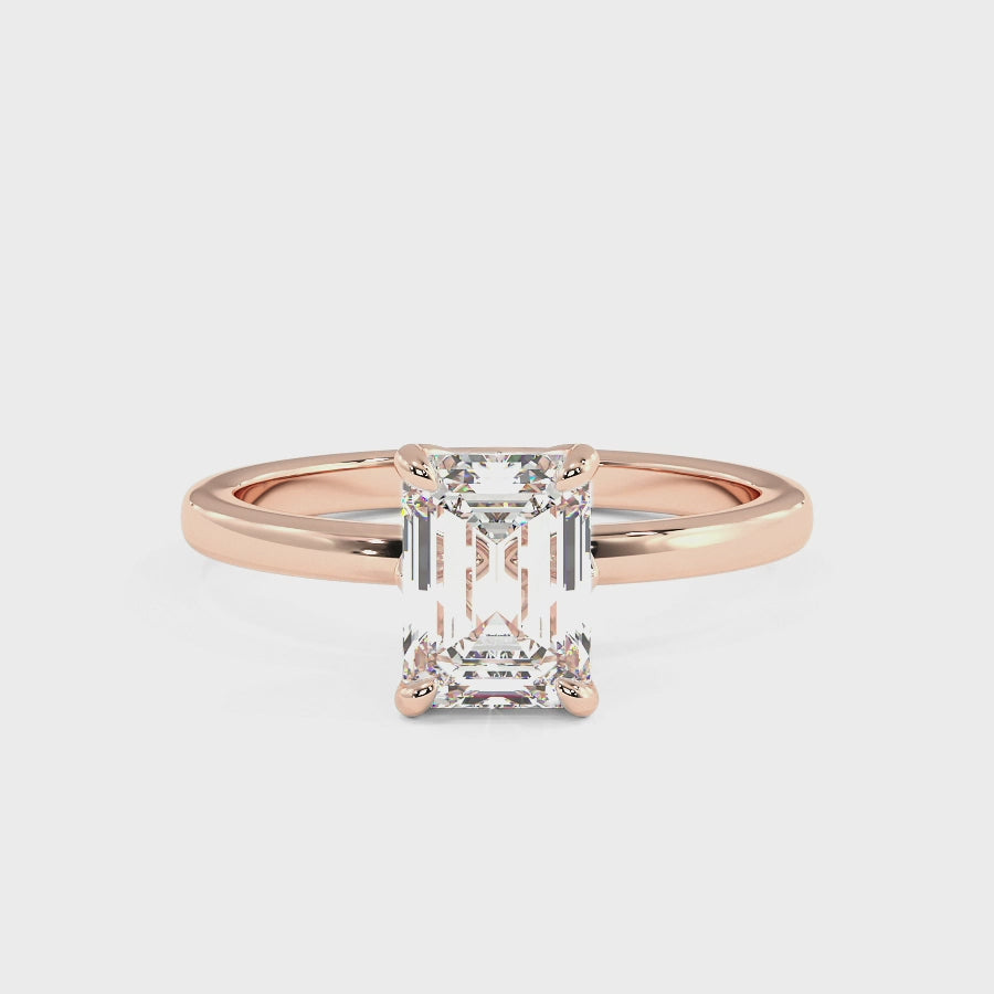 Petal Set Emerald Solitaire Engagement Ring video