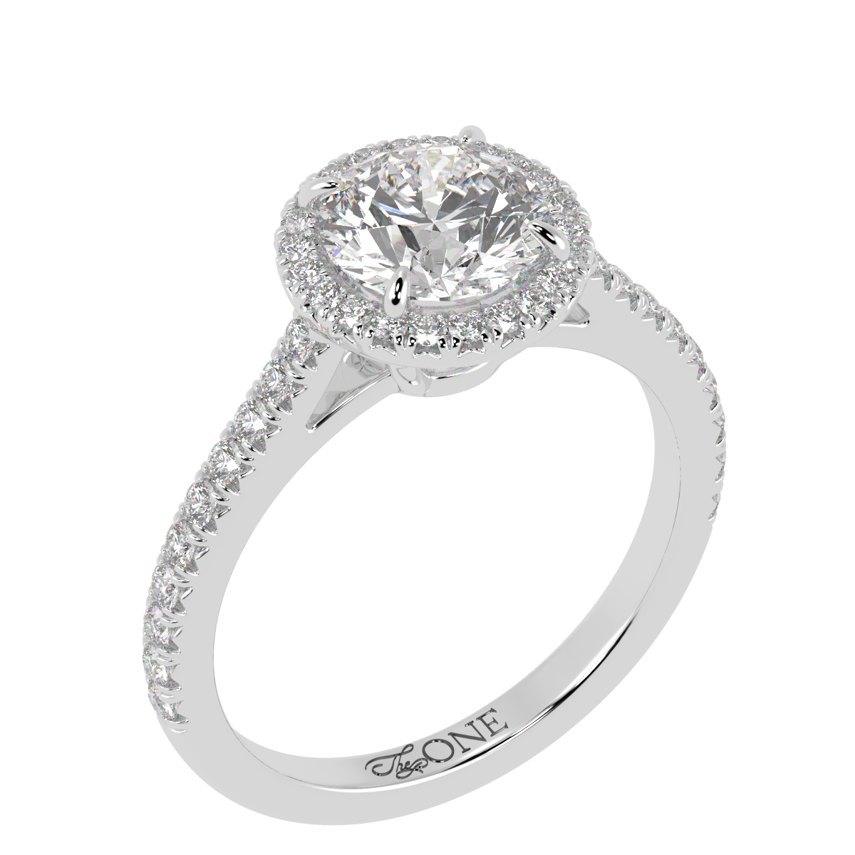 Round Halo Diamond Engagement Ring White Gold